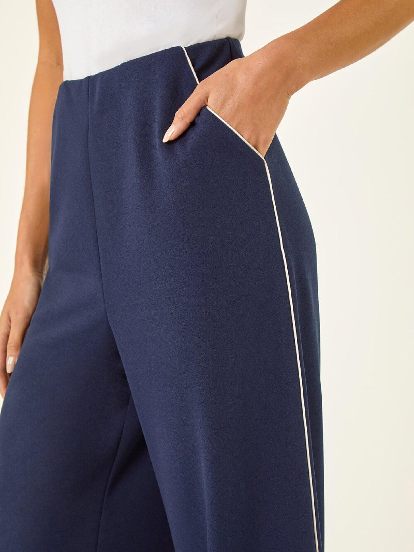  image of roman-petite-side-seam-stretch-trouser-navy