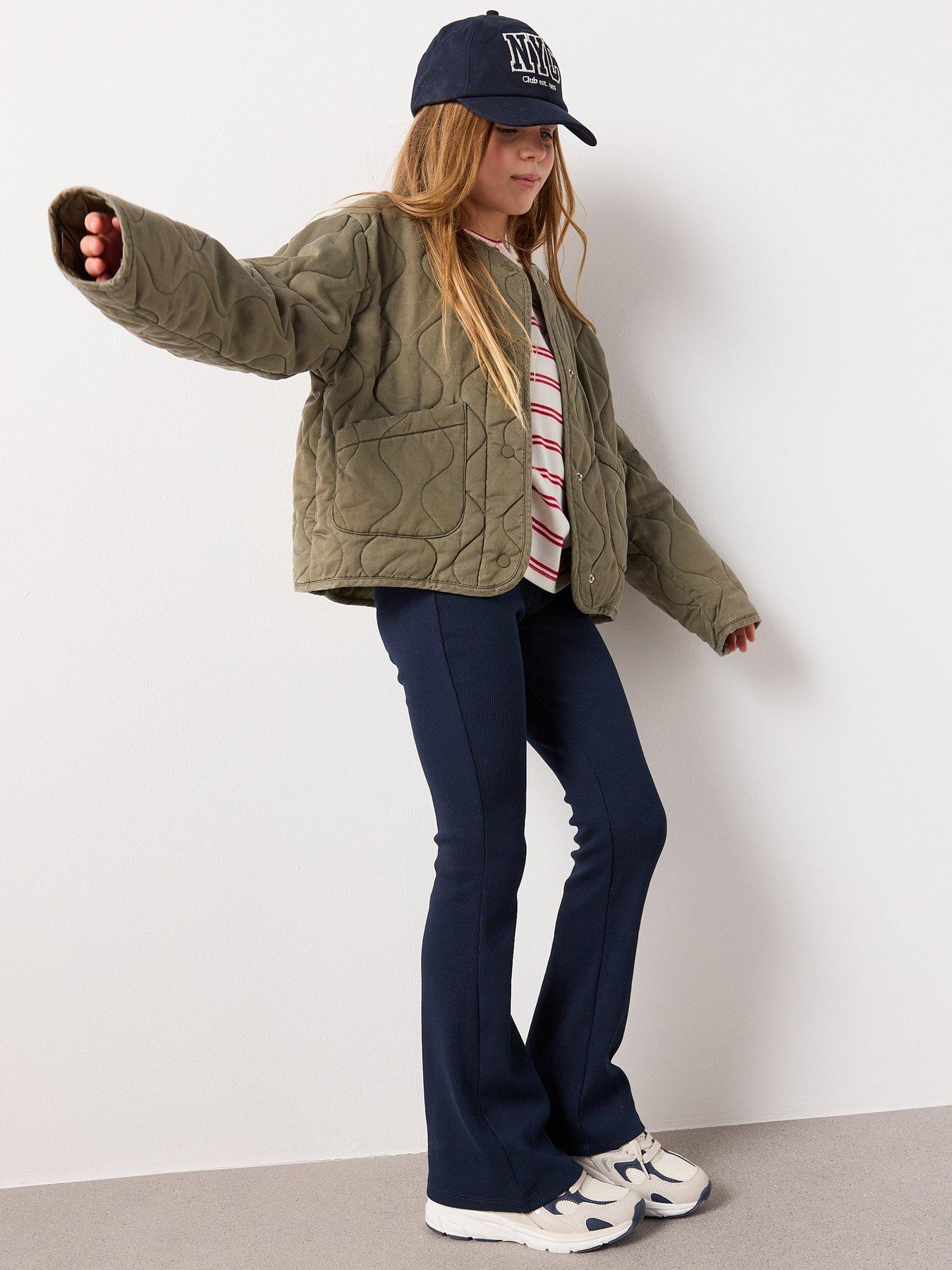 mango-girls-ribbed-kickflare-legging-navy