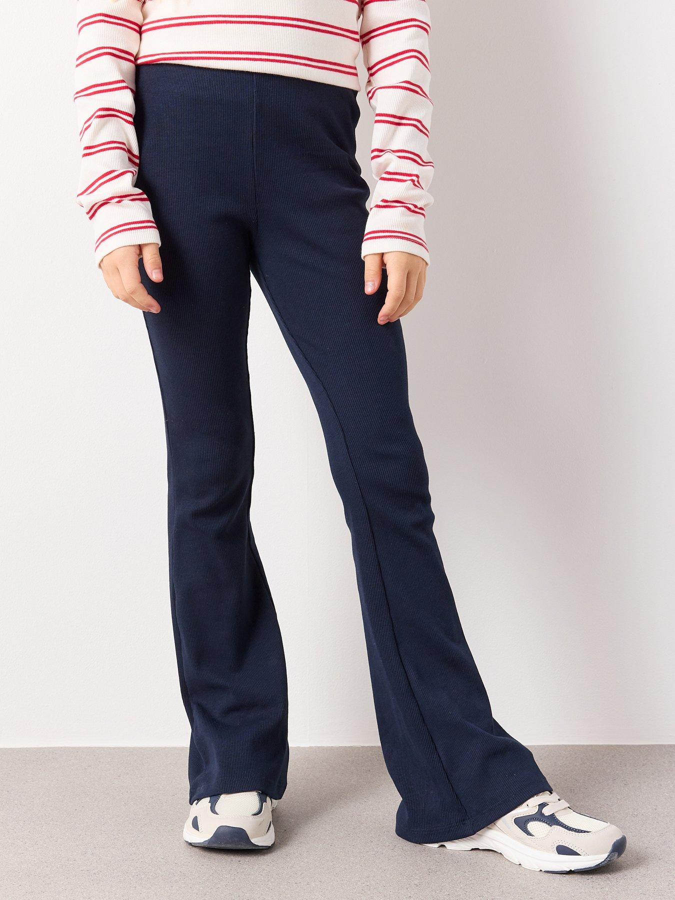Image 2 of 7 of Mango Girls Ribbed Kickflare Legging - Navy