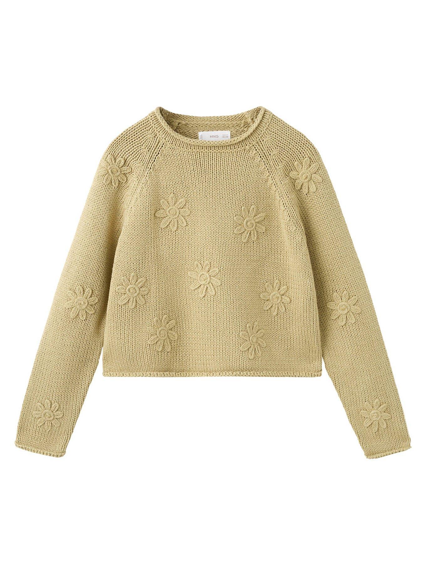 mango-girls-flower-knitted-crew-neck-jumper-green