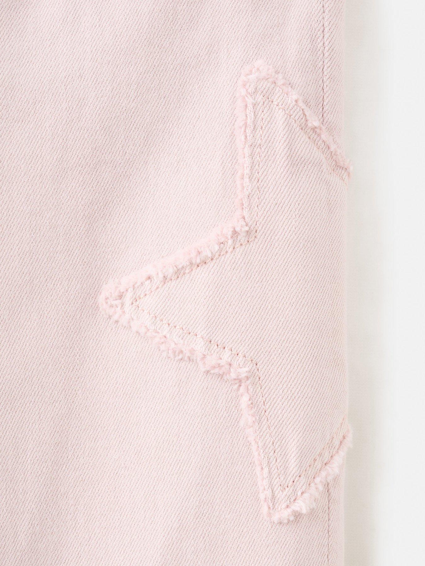  image of mango-younger-girls-star-patch-wide-leg-jeans-pink