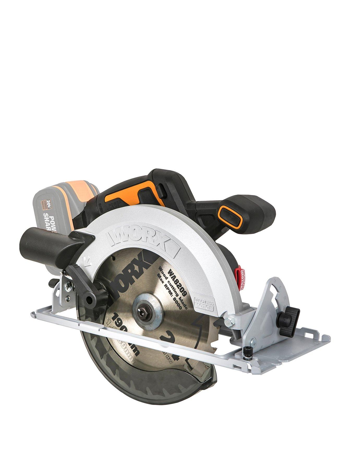Worx 20V PowerShare 190mm Cordless Brushless Circular Saw - Tool Only