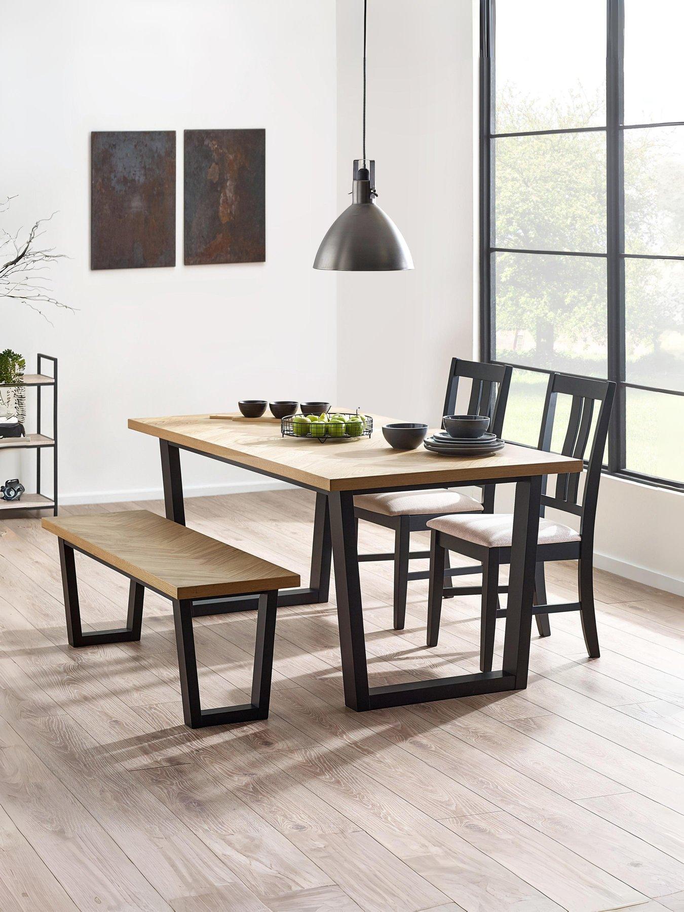 Image 1 of 6 of Julian Bowen Hilton Dining Set with Dining Bench & 2 Dining Chairs