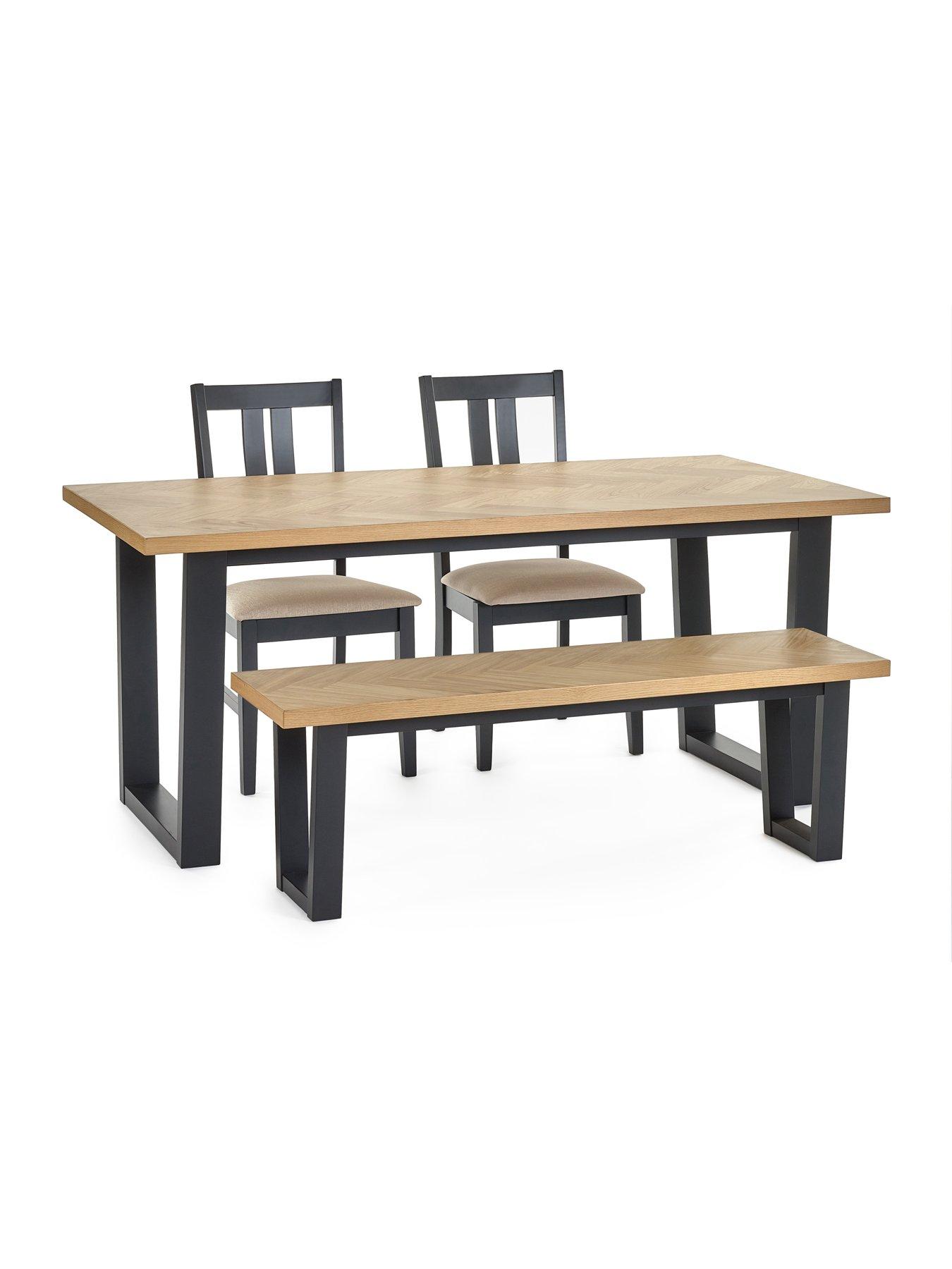 Image 6 of 6 of Julian Bowen Hilton Dining Set with Dining Bench & 2 Dining Chairs