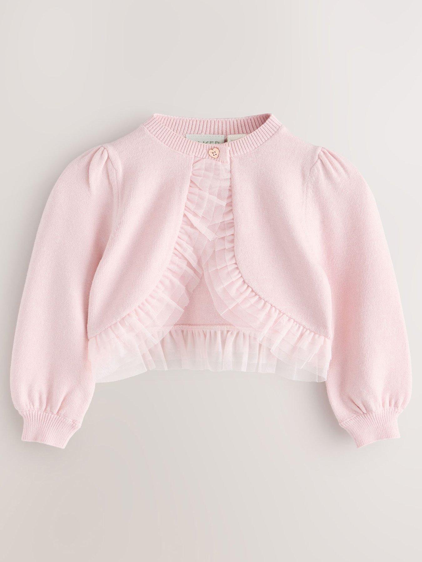 Ted Baker Baby Girls Mesh Frill Long Sleeved Cardigan - Pink
