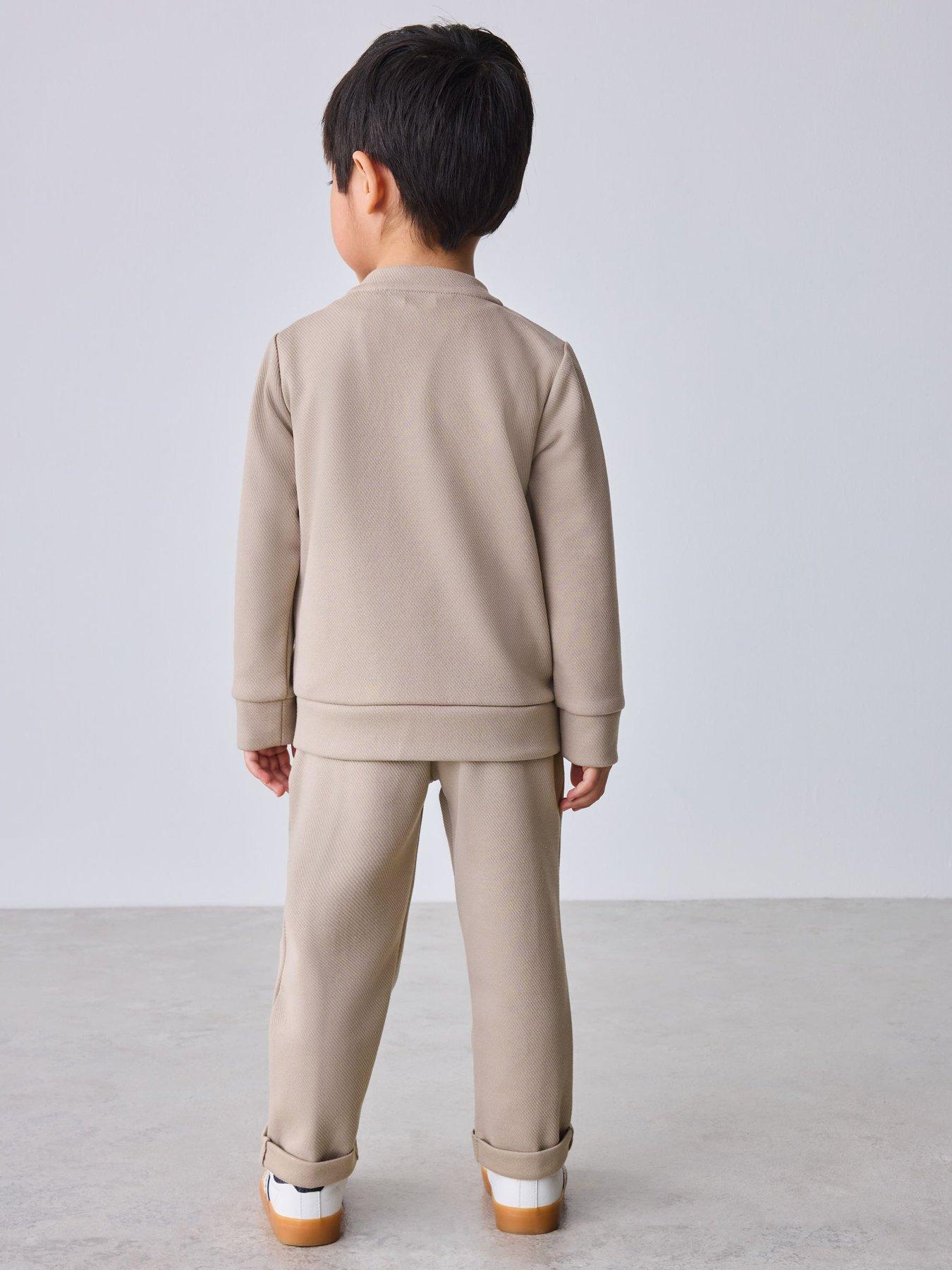 Image 2 of 7 of Ted Baker Boys 3 Piece T-Shirt Shacket and Trousers Set - Beige