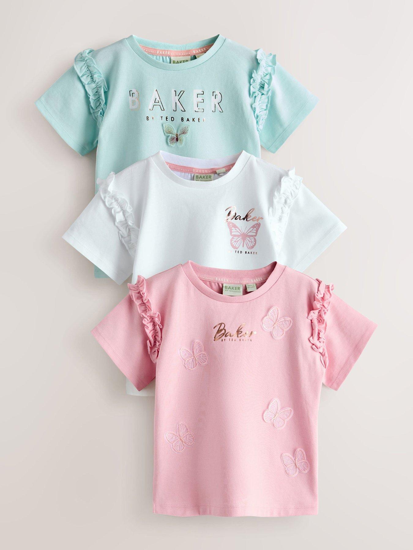 Image 1 of 6 of Ted Baker Younger Girls 3 Pack Butterfly T-Shirts - Multi