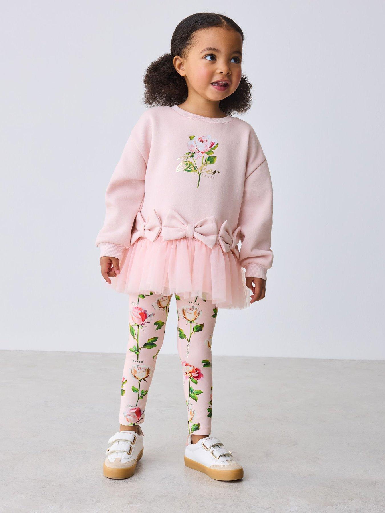 Ted Baker Girls Mesh Hem Bow Floral Set - Pink