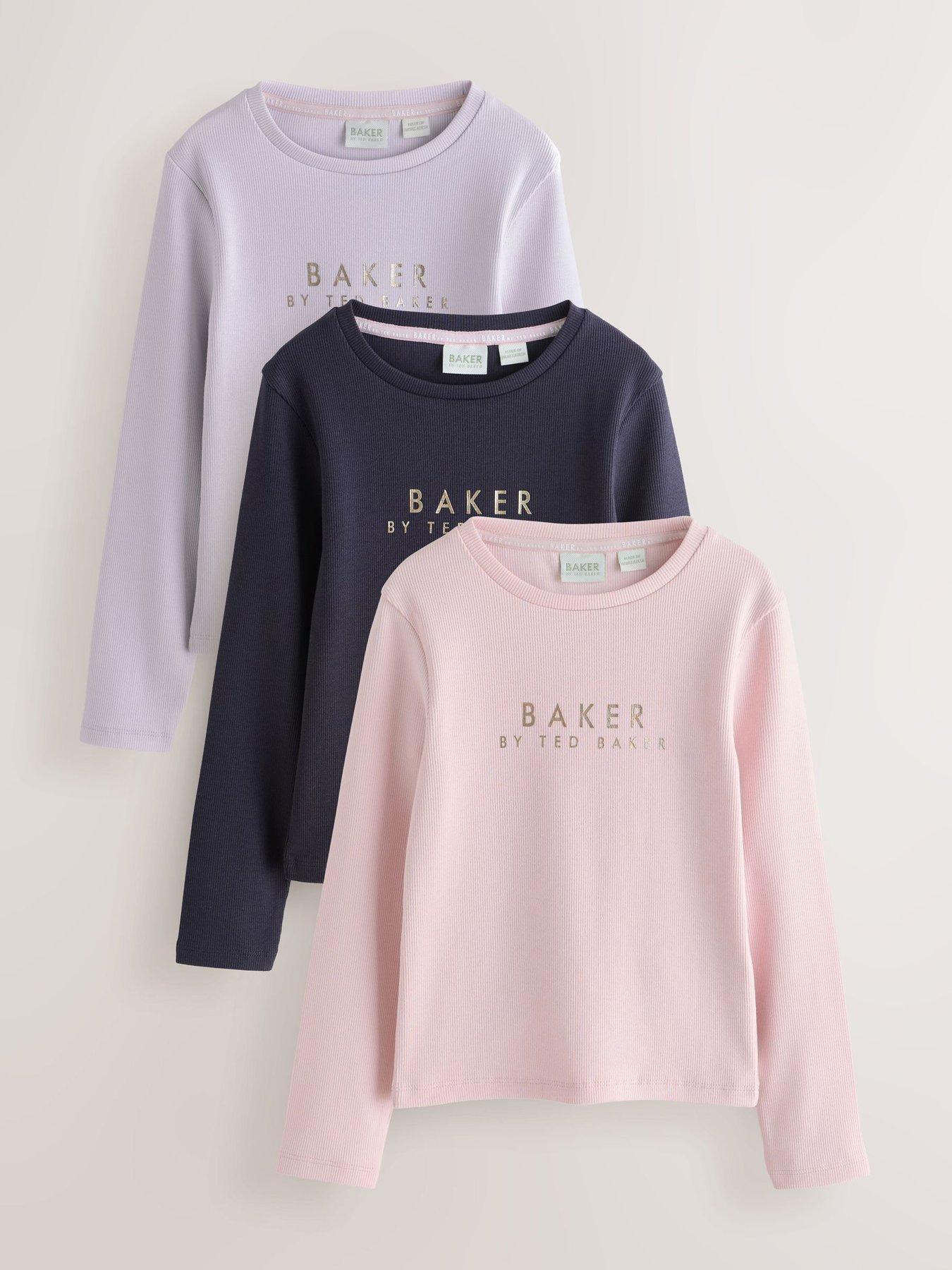 Ted Baker Older Girls 3 Pack Long Sleeve Logo T-Shirts - Multi