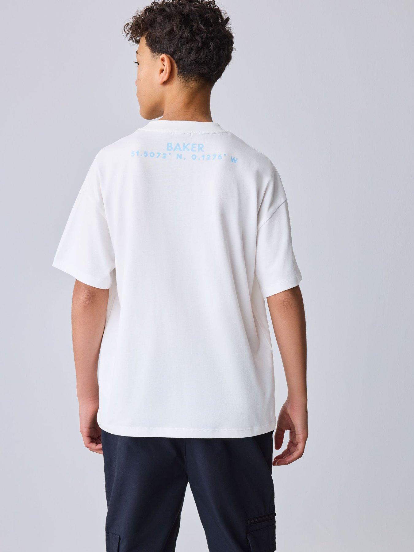 Image 2 of 7 of Ted Baker Boys Short Sleeved Letter T-Shirt - White