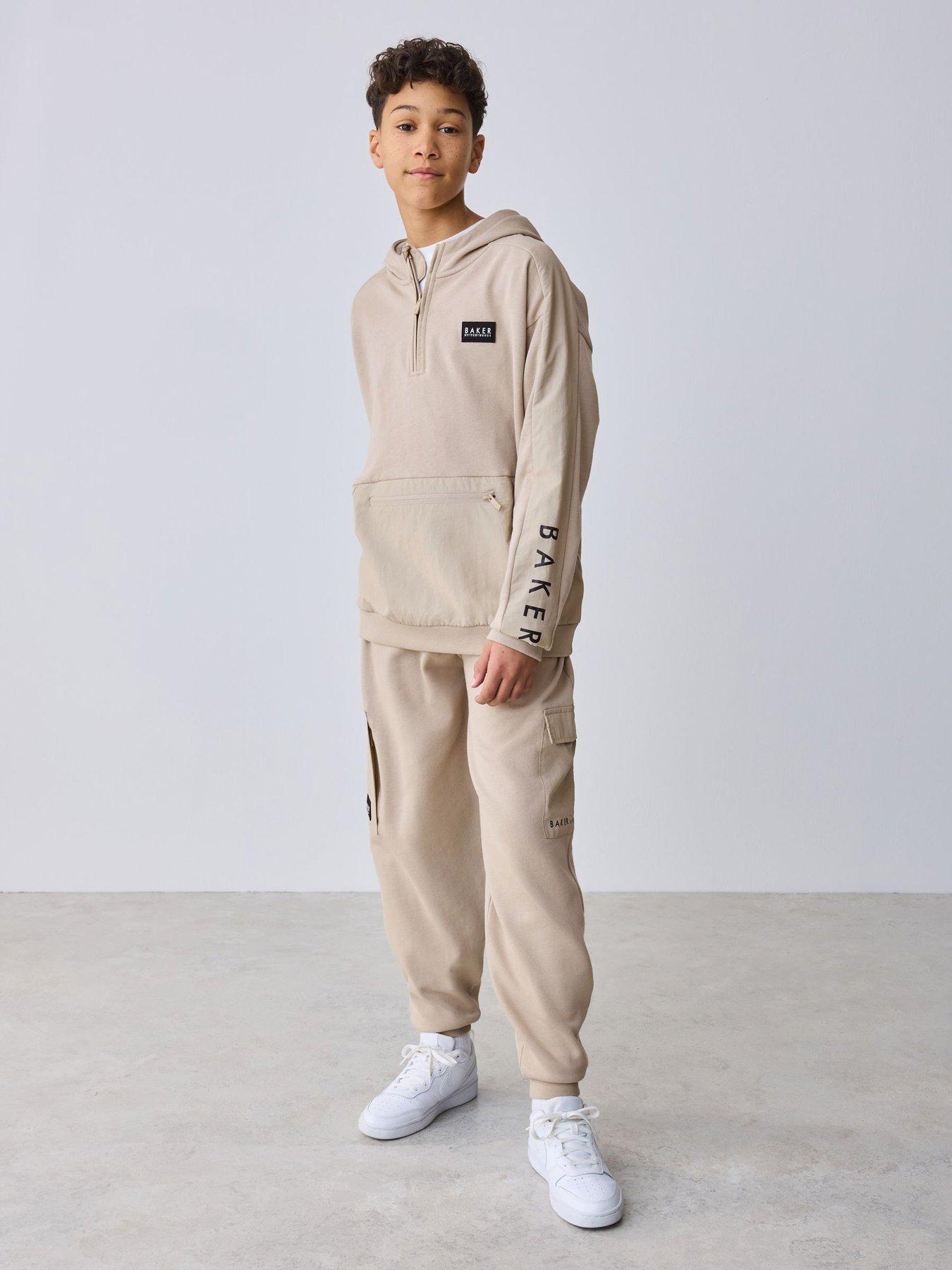 ted-baker-older-boys-funnel-hoodie-set-beige