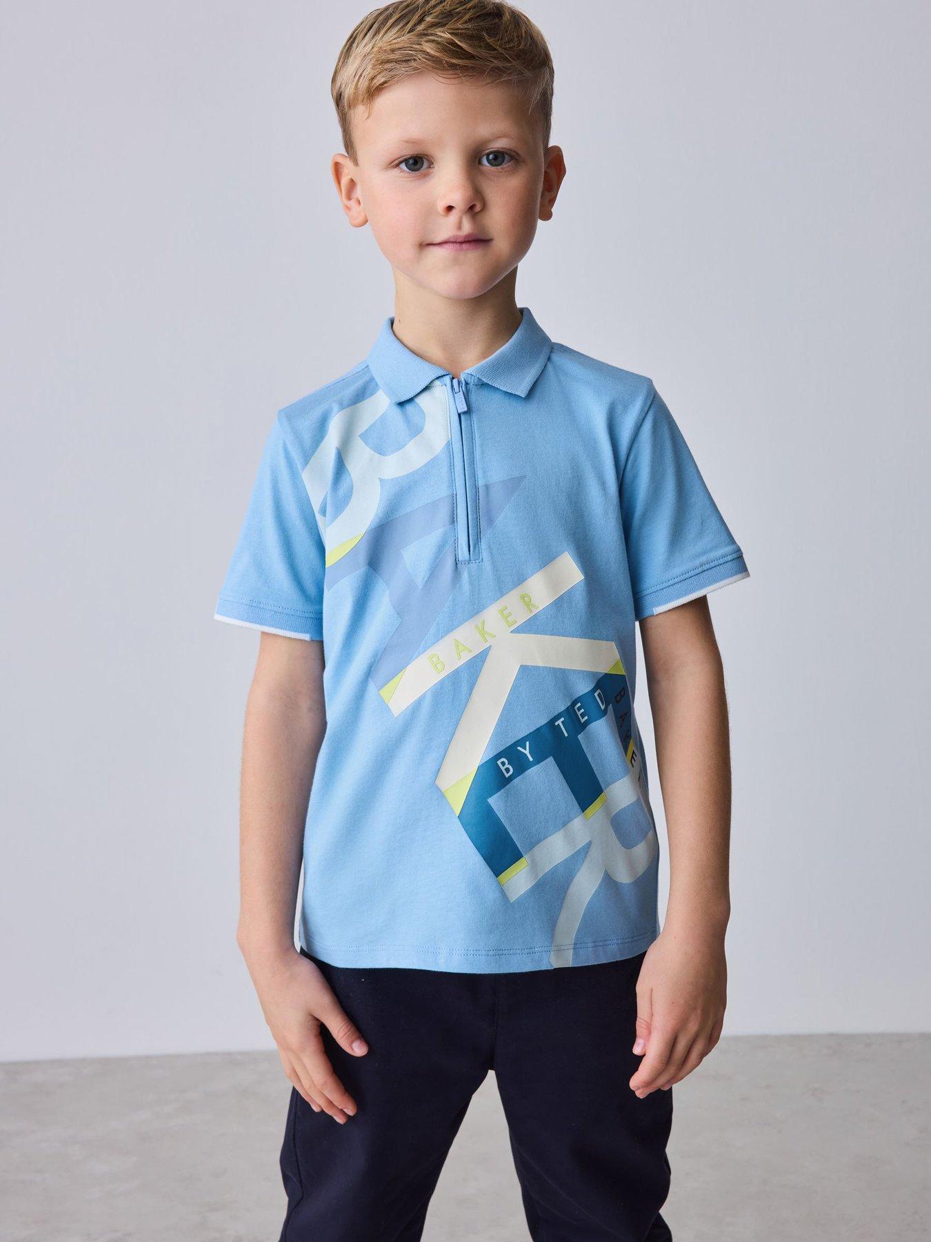 Ted Baker Boys Graphic Polo Shirt - Light Blue