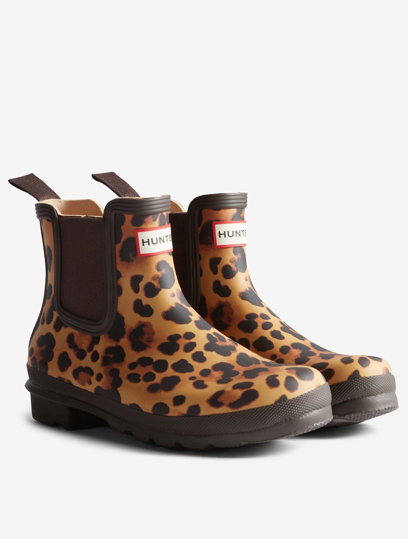Hunter womens original chelsea leopard print boot