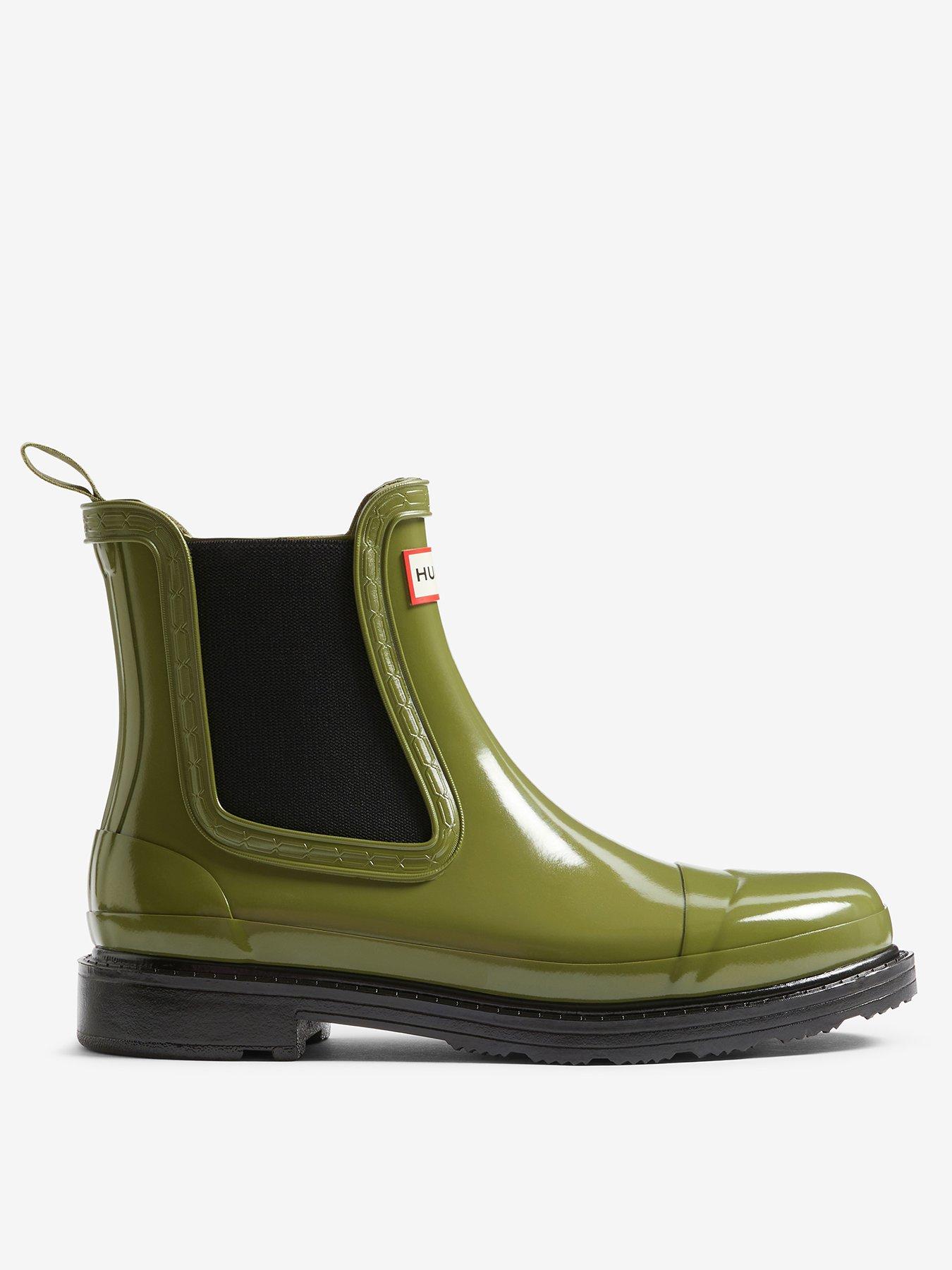 Hunter Chelsea Commando Gloss Boot -green