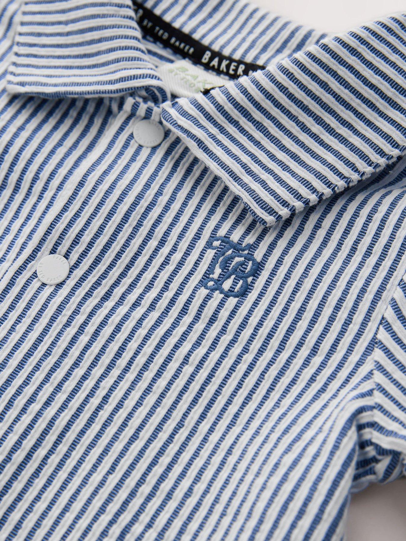 Image 3 of 5 of Ted Baker Baby Boys Striped Rompersuit - Navy