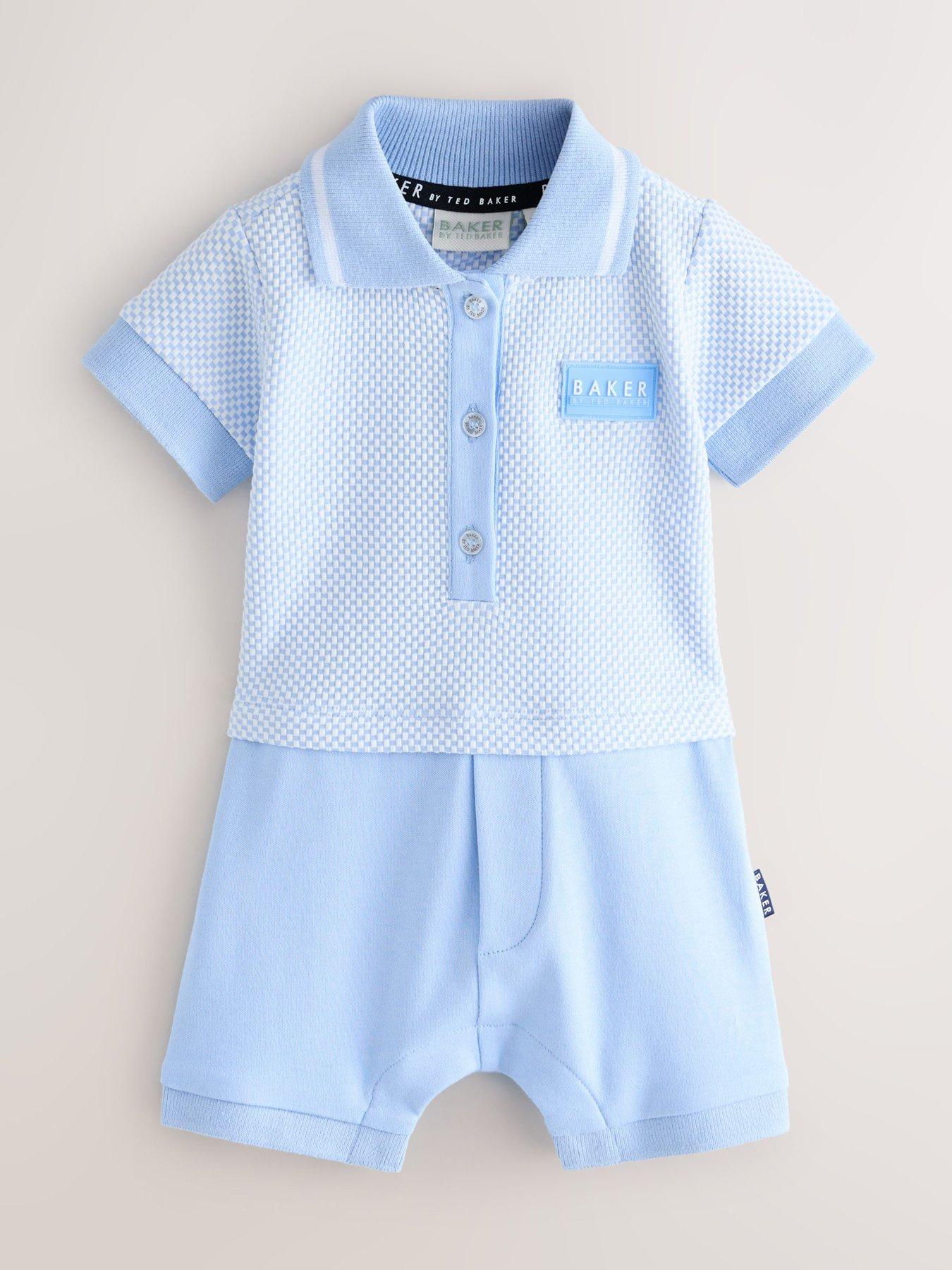 Ted Baker Baby Boys Short Sleeve All-In-One Romper Suit - Blue