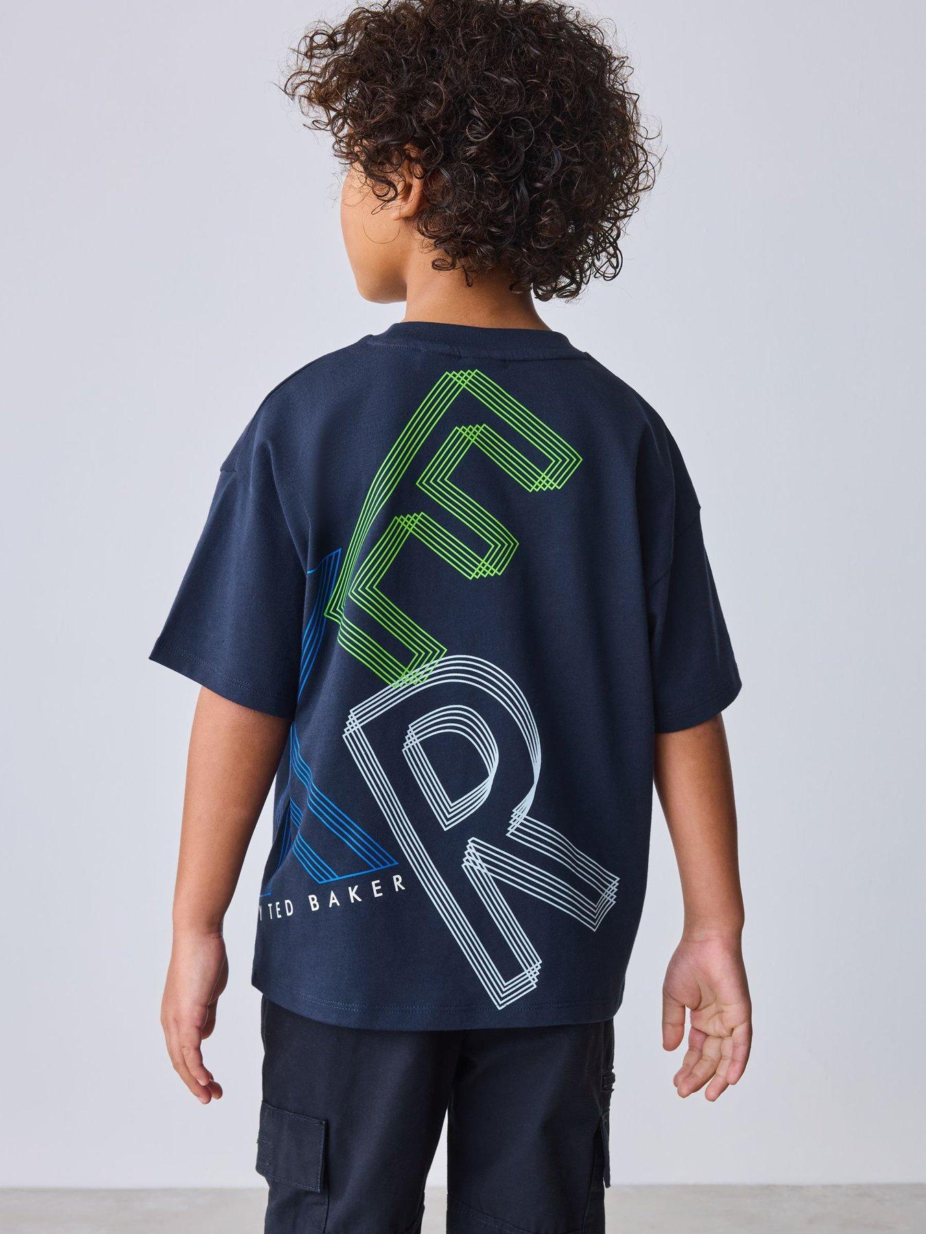 Image 2 of 7 of Ted Baker Boys Short Sleeved Letter T-Shirt - Navy