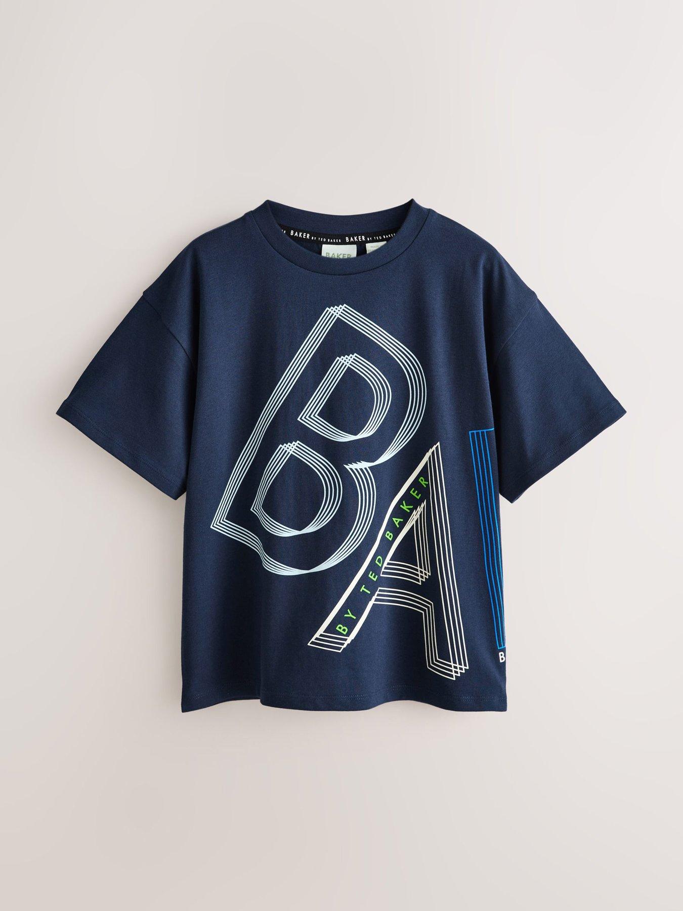 Image 5 of 7 of Ted Baker Boys Short Sleeved Letter T-Shirt - Navy