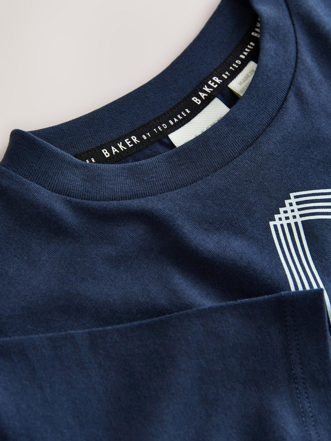 Image 6 of 7 of Ted Baker Boys Short Sleeved Letter T-Shirt - Navy