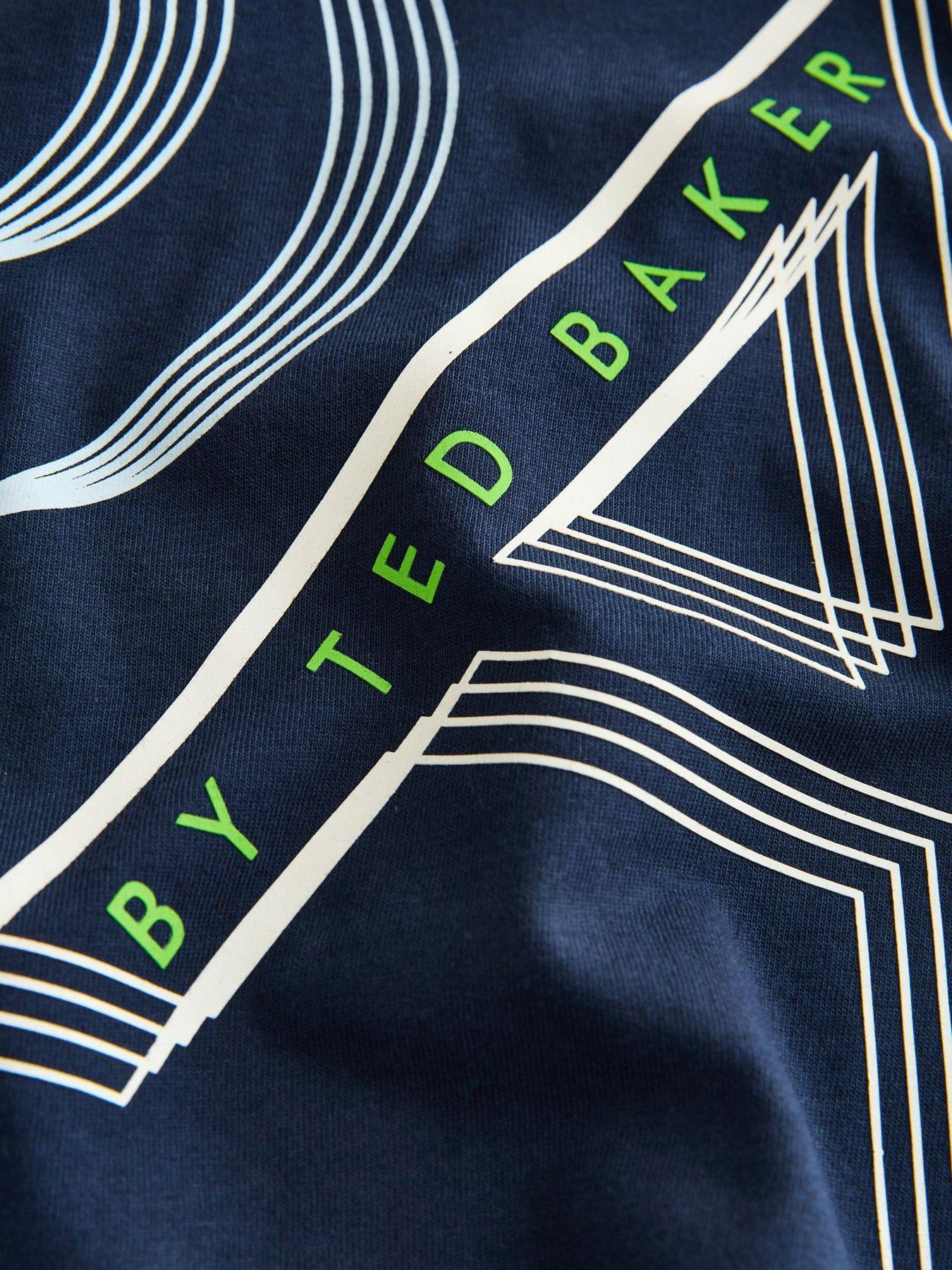 Image 7 of 7 of Ted Baker Boys Short Sleeved Letter T-Shirt - Navy