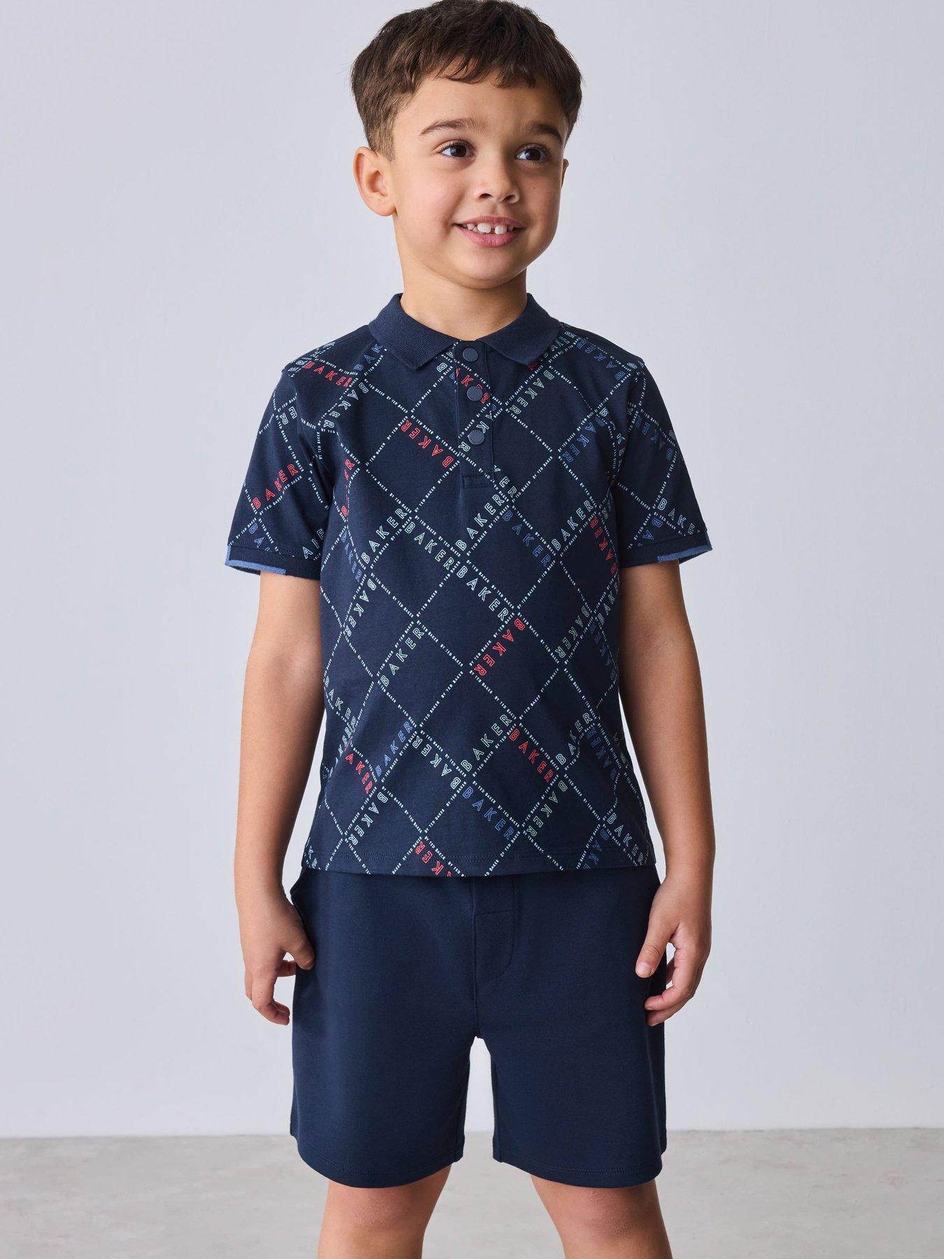 Ted Baker Younger Boys Argyle Logo T-Shirt and Shorts Set - Navy
