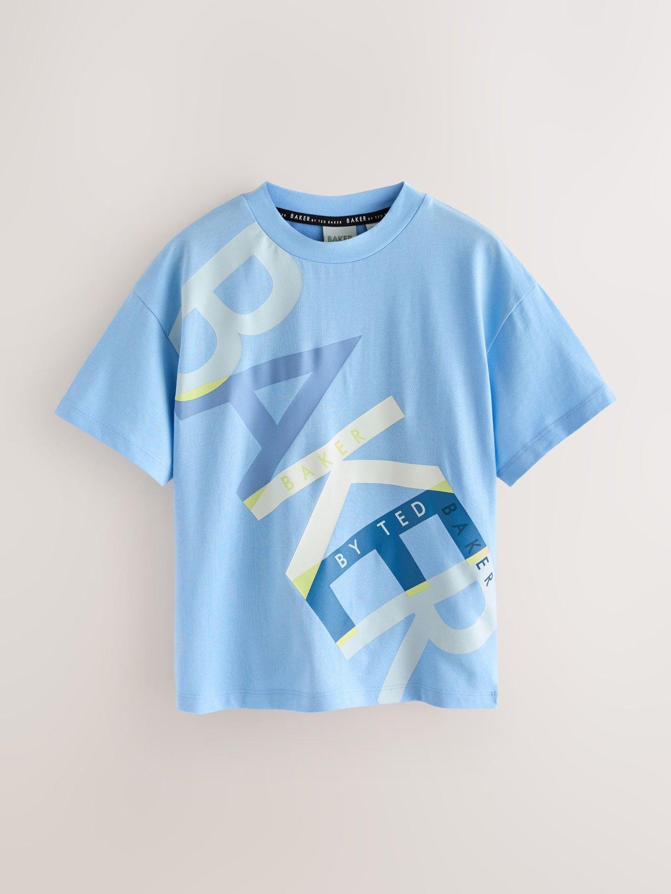 Image 4 of 7 of Ted Baker Boys Short Sleeved Letter T-Shirt - Blue