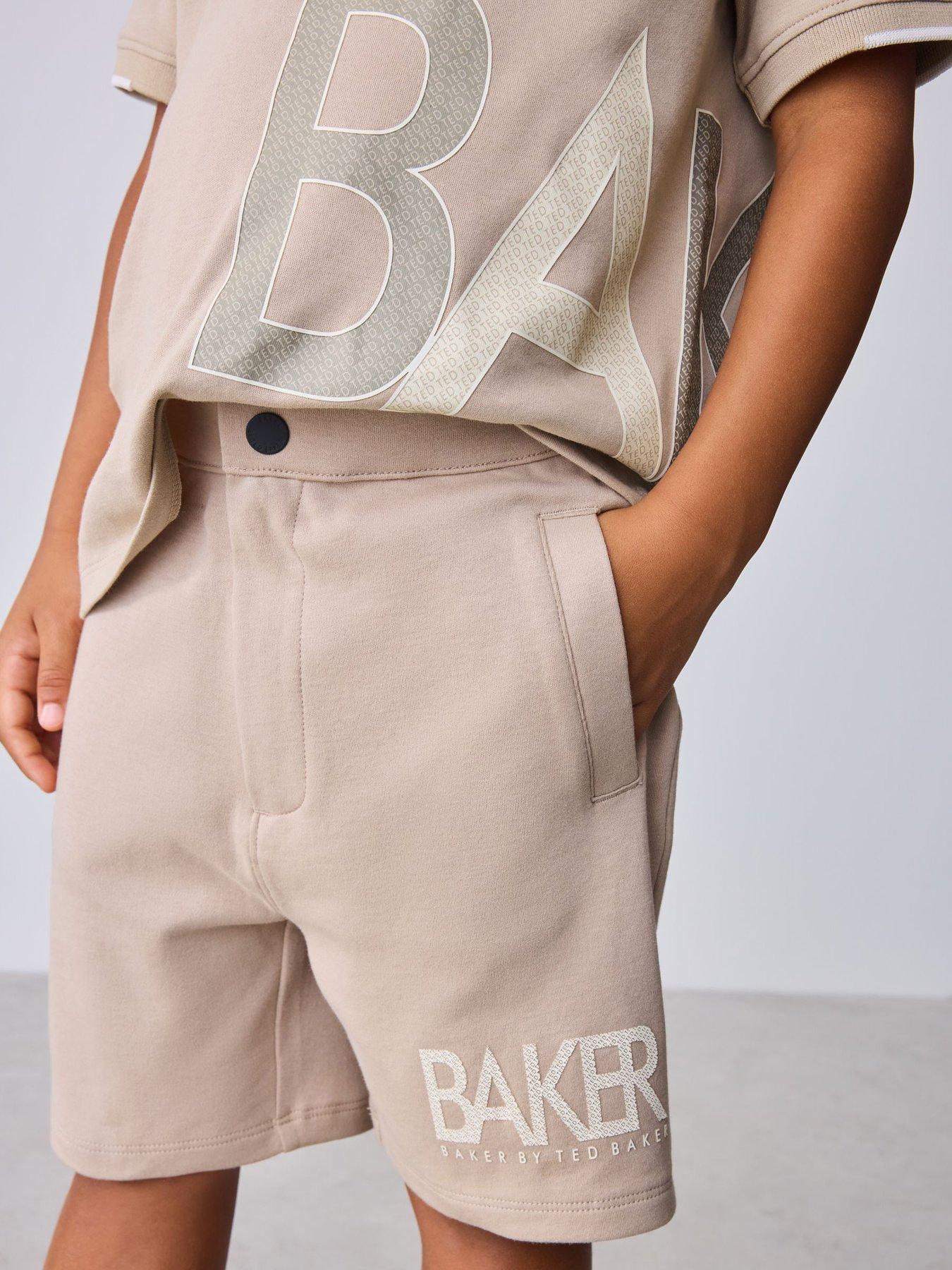 Image 3 of 7 of Ted Baker Boys Graphic Polo T-Shirt &amp; Shorts Set - Beige