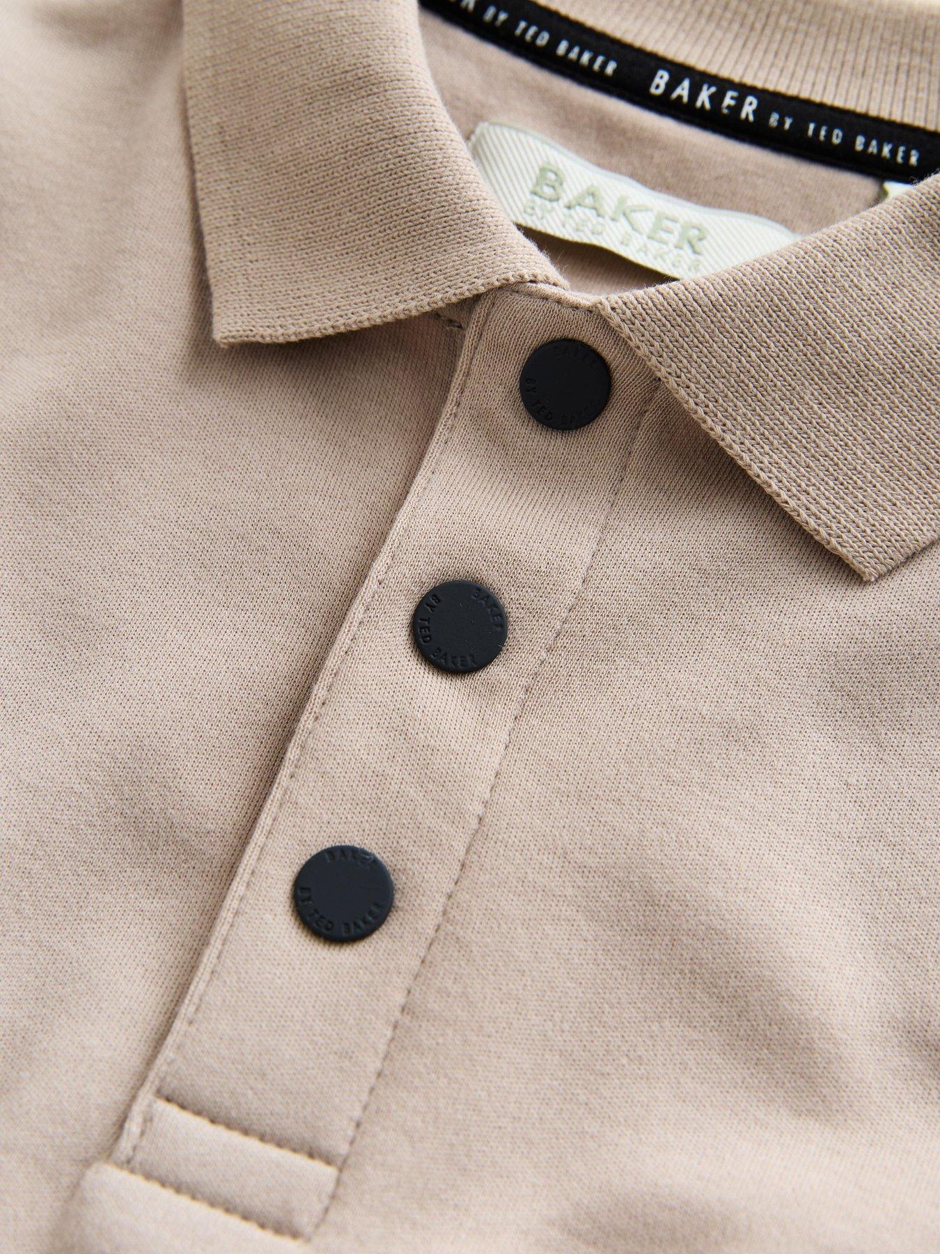  image of ted-baker-boys-graphic-polo-top-short-set-beige