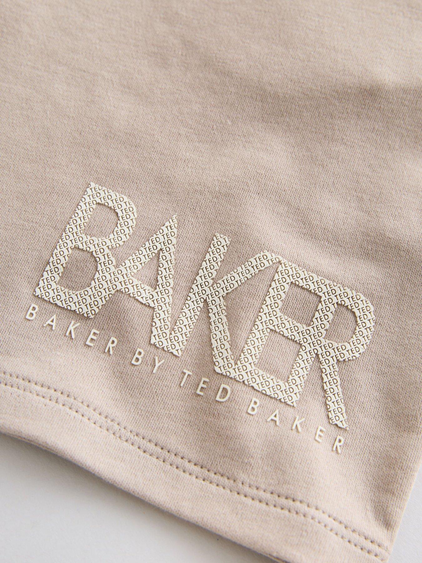  image of ted-baker-boys-graphic-polo-top-short-set-beige