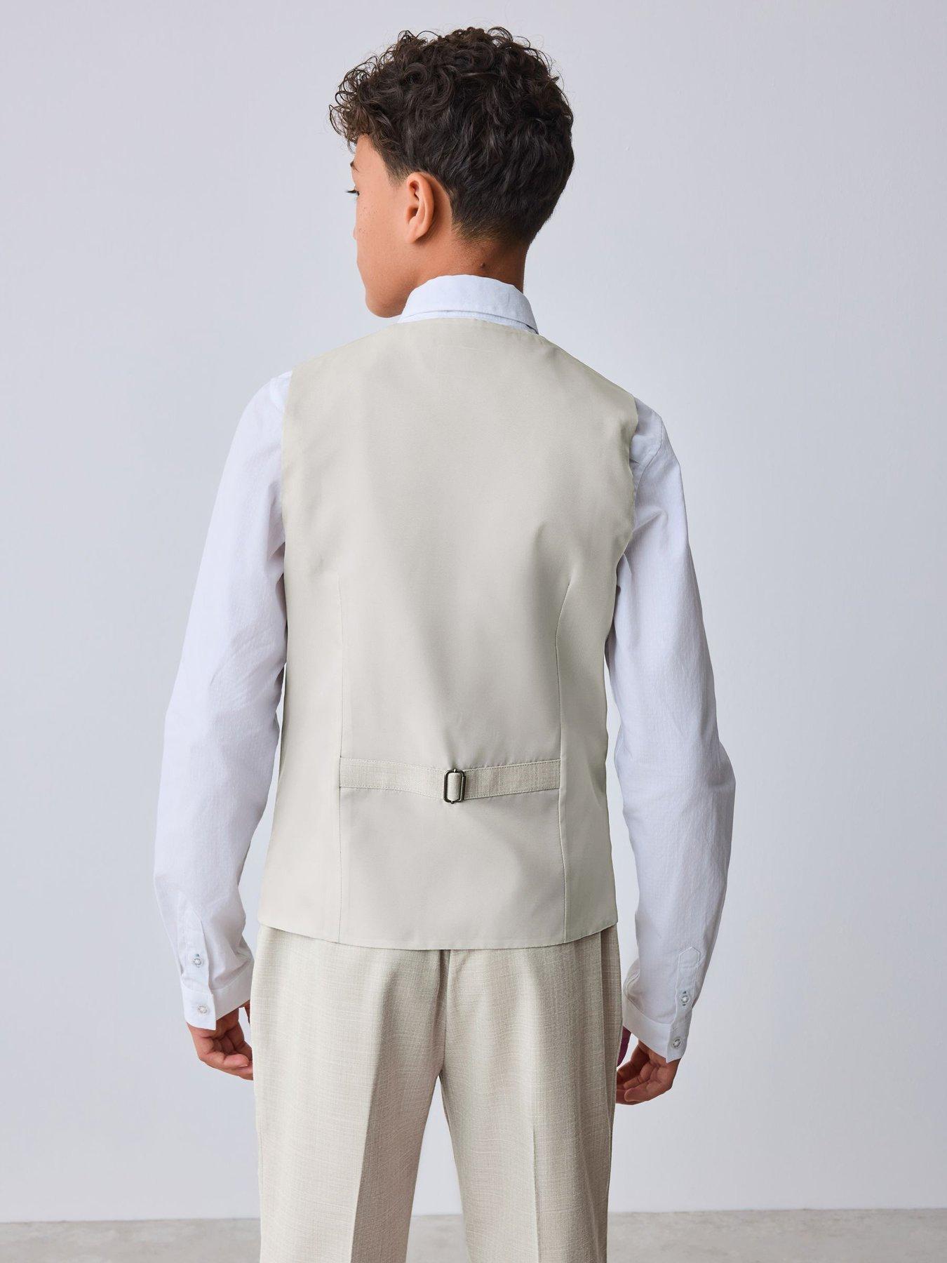 Image 2 of 7 of Ted Baker Boys Long Sleeved Waistcoat, Shirt and Tie Set - Beige