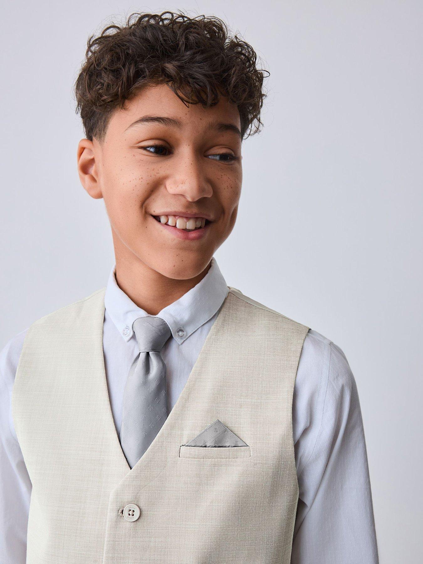 Image 4 of 7 of Ted Baker Boys Long Sleeved Waistcoat, Shirt and Tie Set - Beige