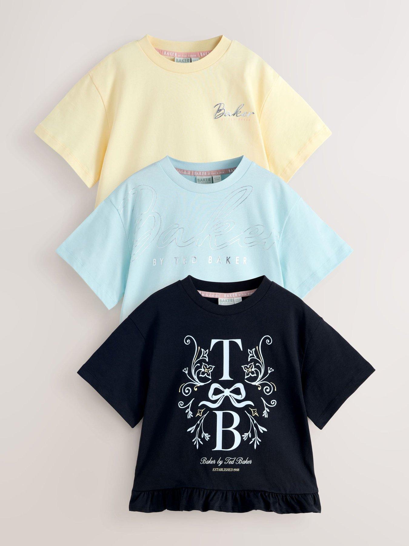 Ted Baker Older Girls 3 Pack Cropped Frill T-Shirts - Multi