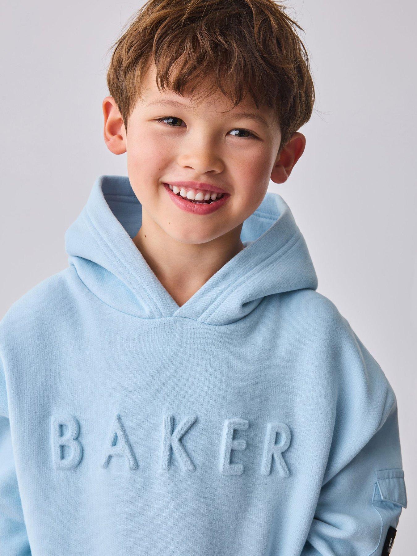 Ted Baker Younger Boys Embossed Long Sleeved Hoodie - Light Blue
