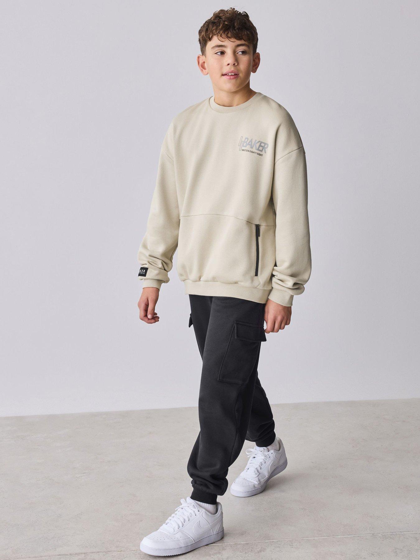 Ted Baker Older Boys Long Sleeved Sweatshirt  &  Cargo Joggers Set - Beige