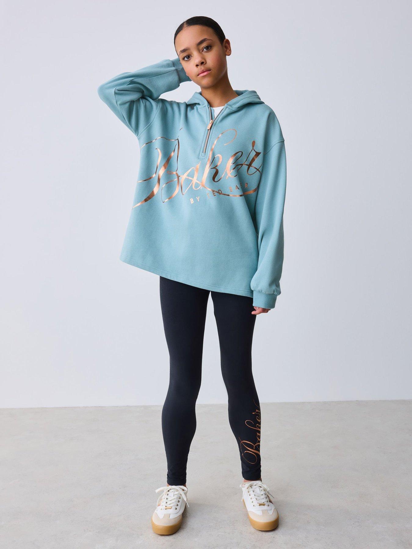 Ted Baker Older Girls Script Graphic Hoodie and Leggings Set - Sage Green