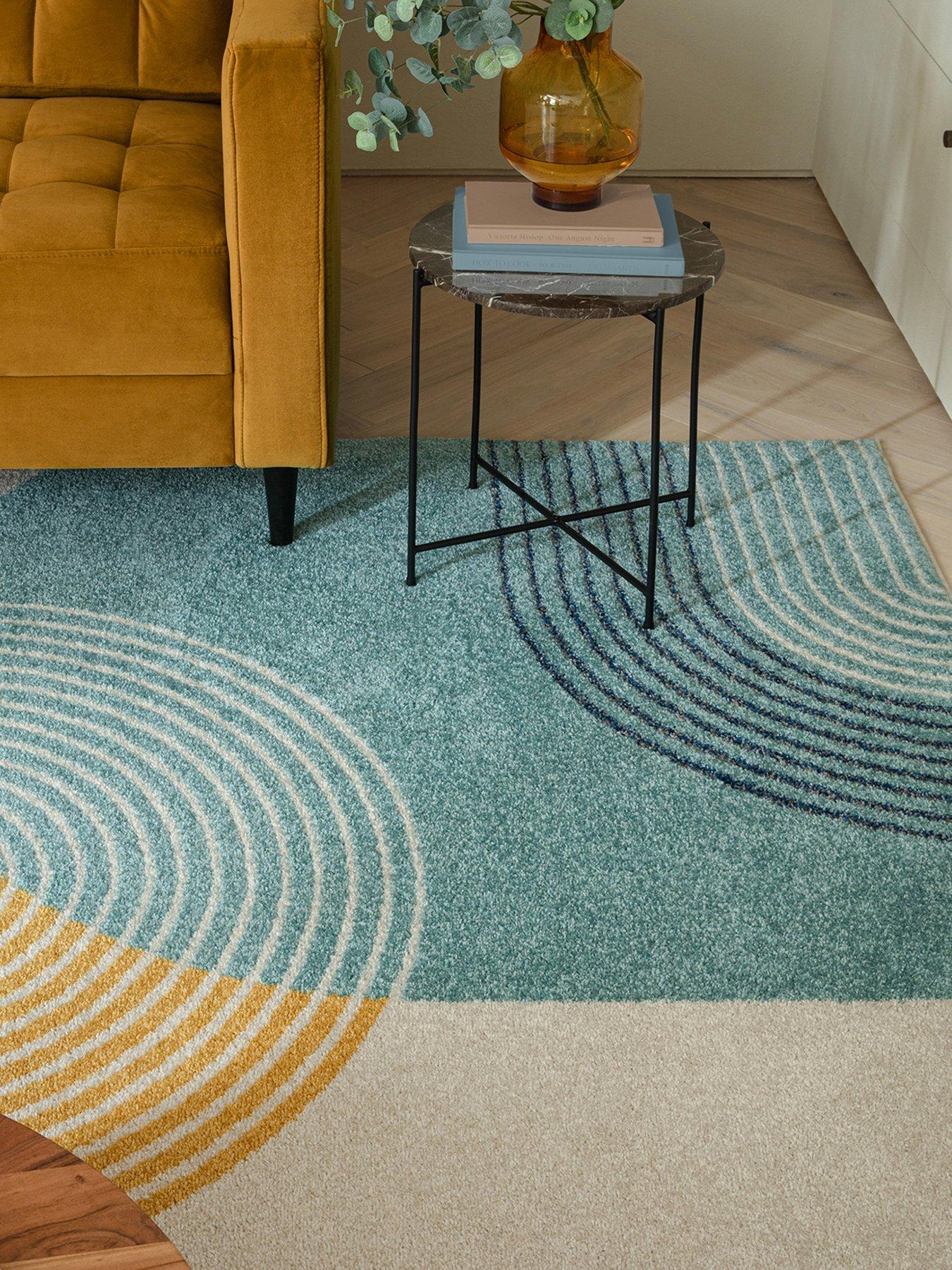 front image of asiatic-muse-retro-rug-blue