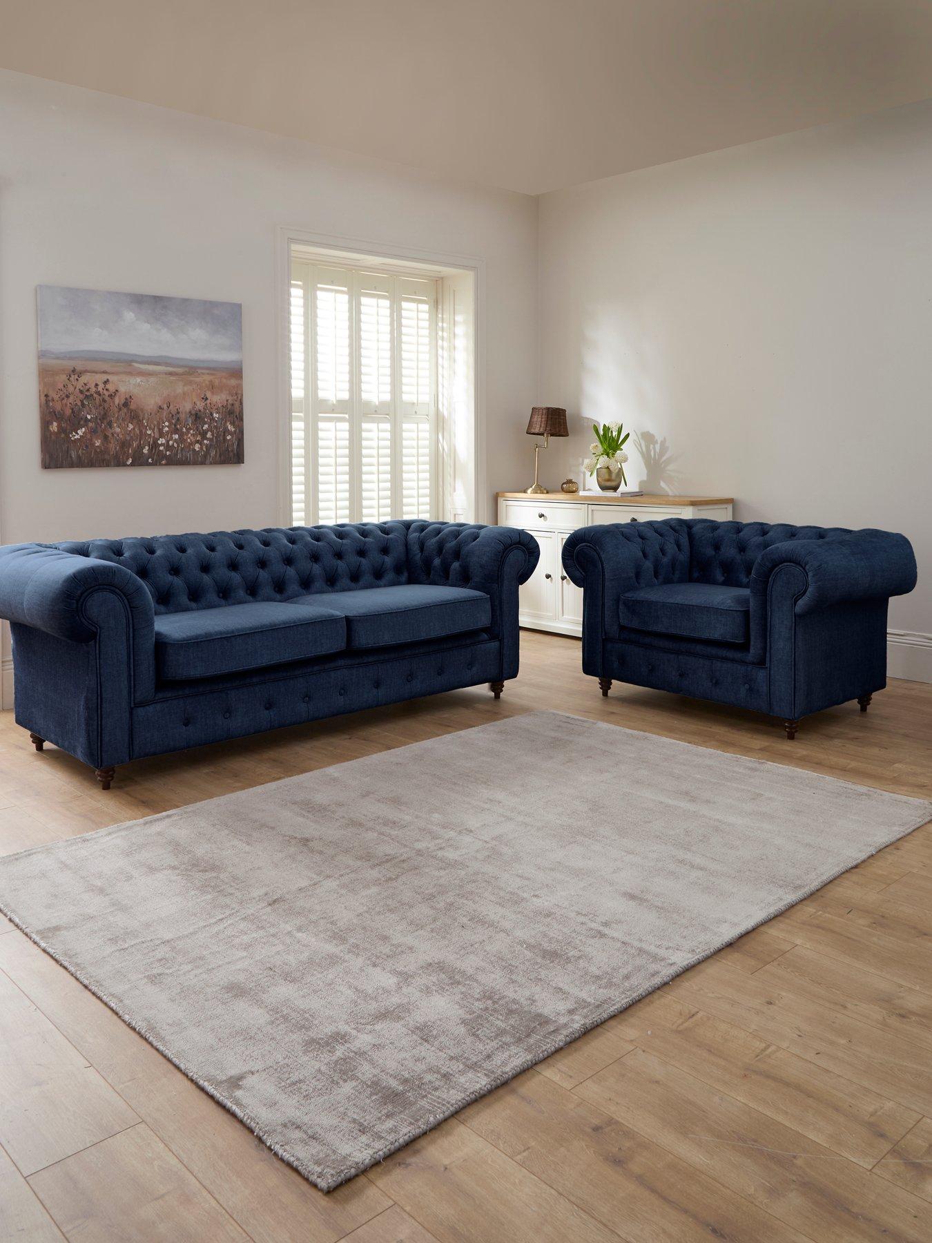 Image 1 of 7 of The Very Collection Laura 3 Seater Sofa + Armchair Set - Navy (Buy &amp; SAVE!) - FSC&reg; Certified