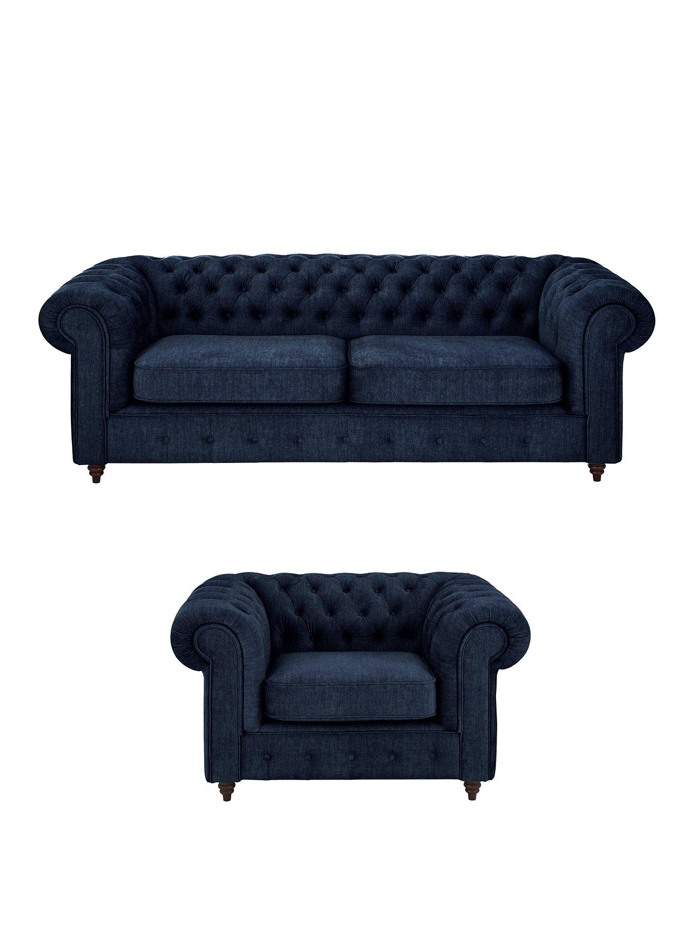 Image 2 of 7 of The Very Collection Laura 3 Seater Sofa + Armchair Set - Navy (Buy &amp; SAVE!) - FSC&reg; Certified
