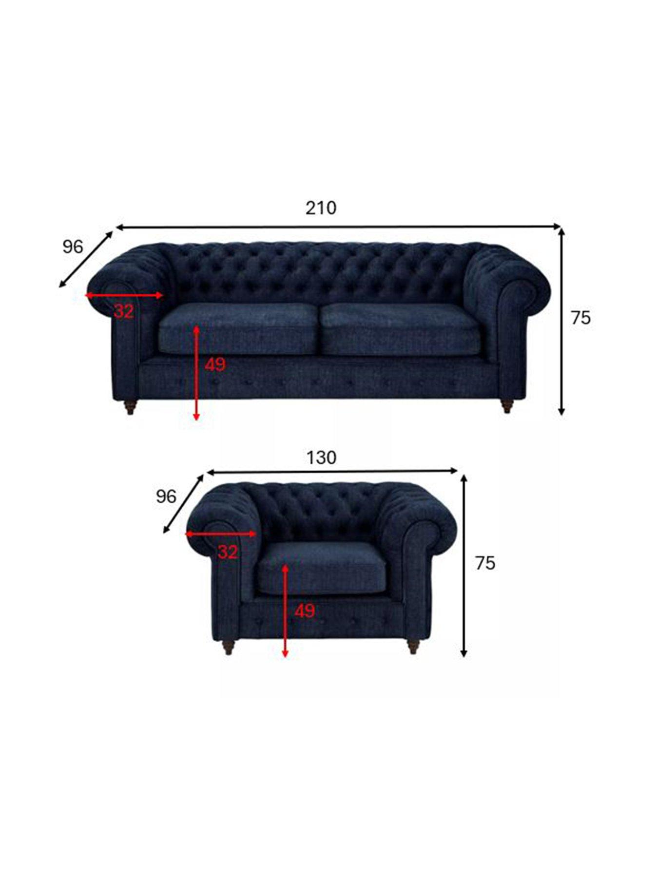 Image 7 of 7 of The Very Collection Laura 3 Seater Sofa + Armchair Set - Navy (Buy &amp; SAVE!) - FSC&reg; Certified