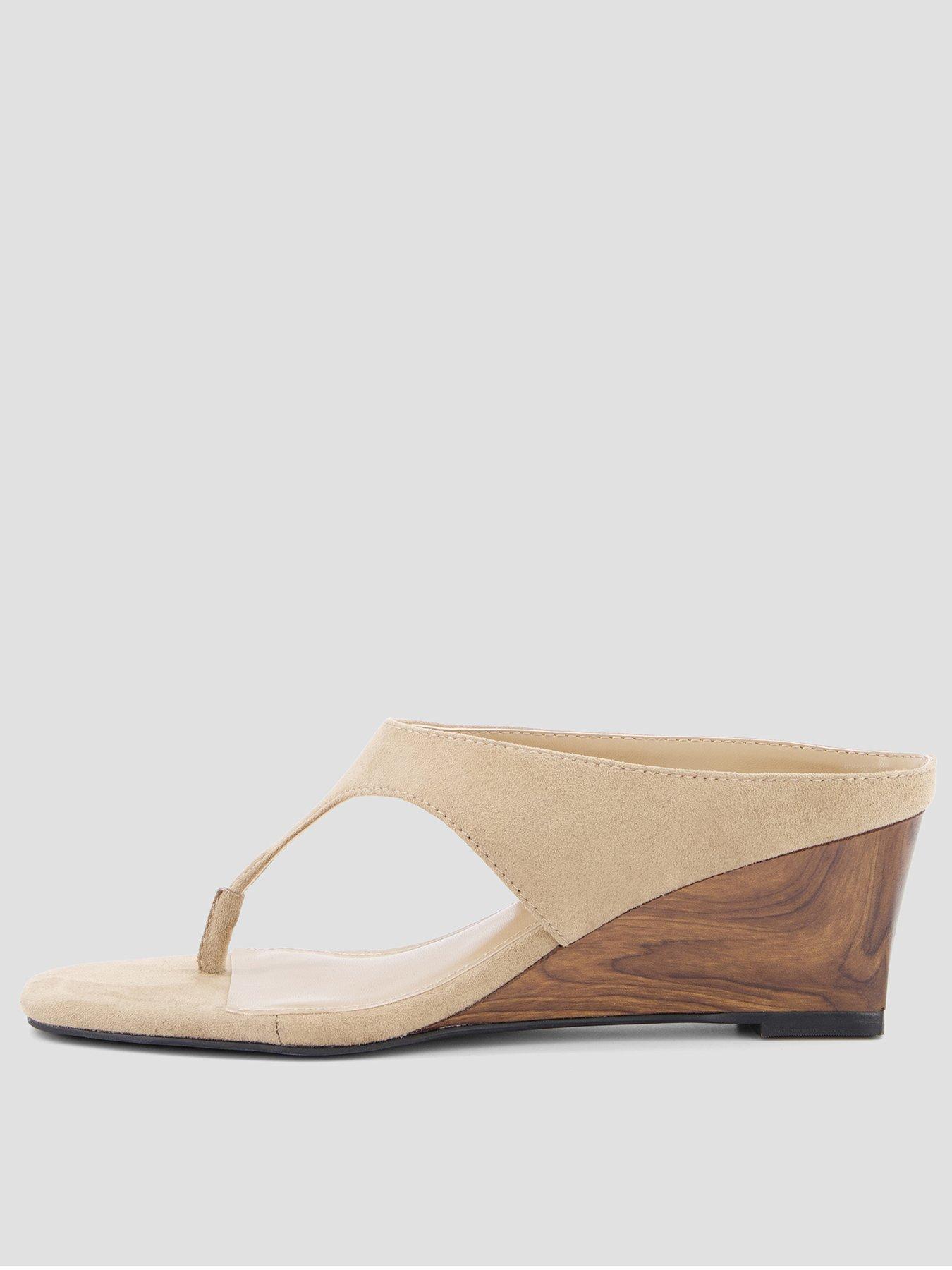 The Very Collection Thong Low Wedge Sandal - Taupe