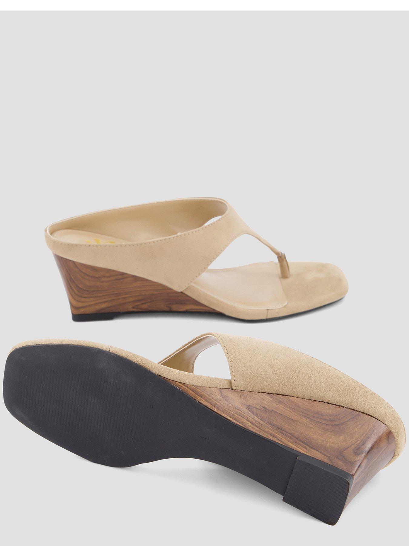 Image 4 of 7 of The Very Collection Thong Low Wedge Sandal - Taupe