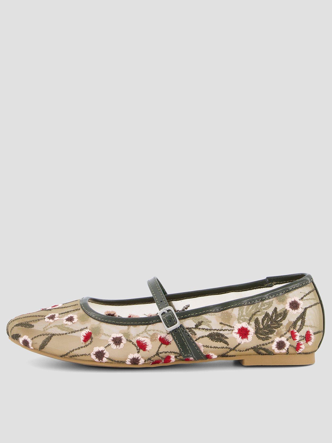 The Very Collection Floral Embroidered Ballerina - Multi