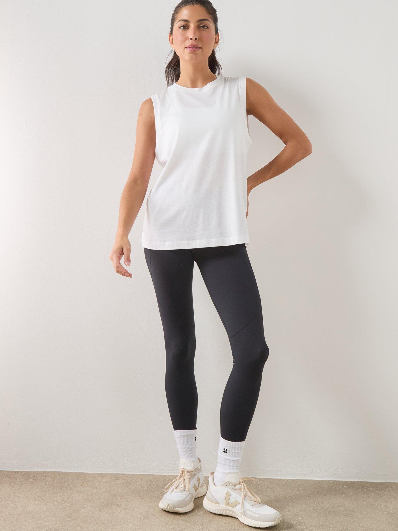 Image 6 of 6 of Sweaty Betty Womens Training Essential Sleeveless Tank - White