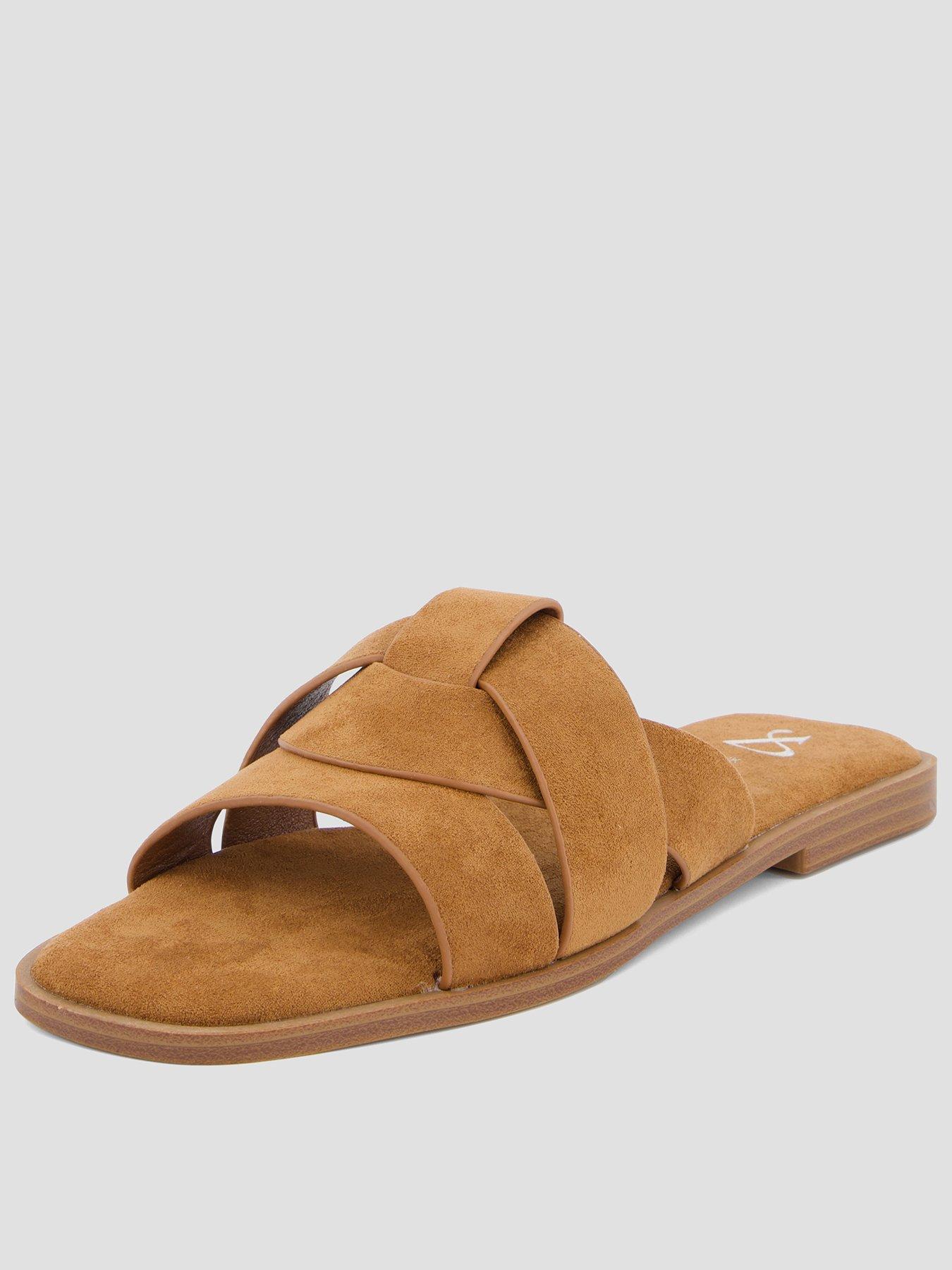 The Very Collection Flat Slider Sandal - Tan