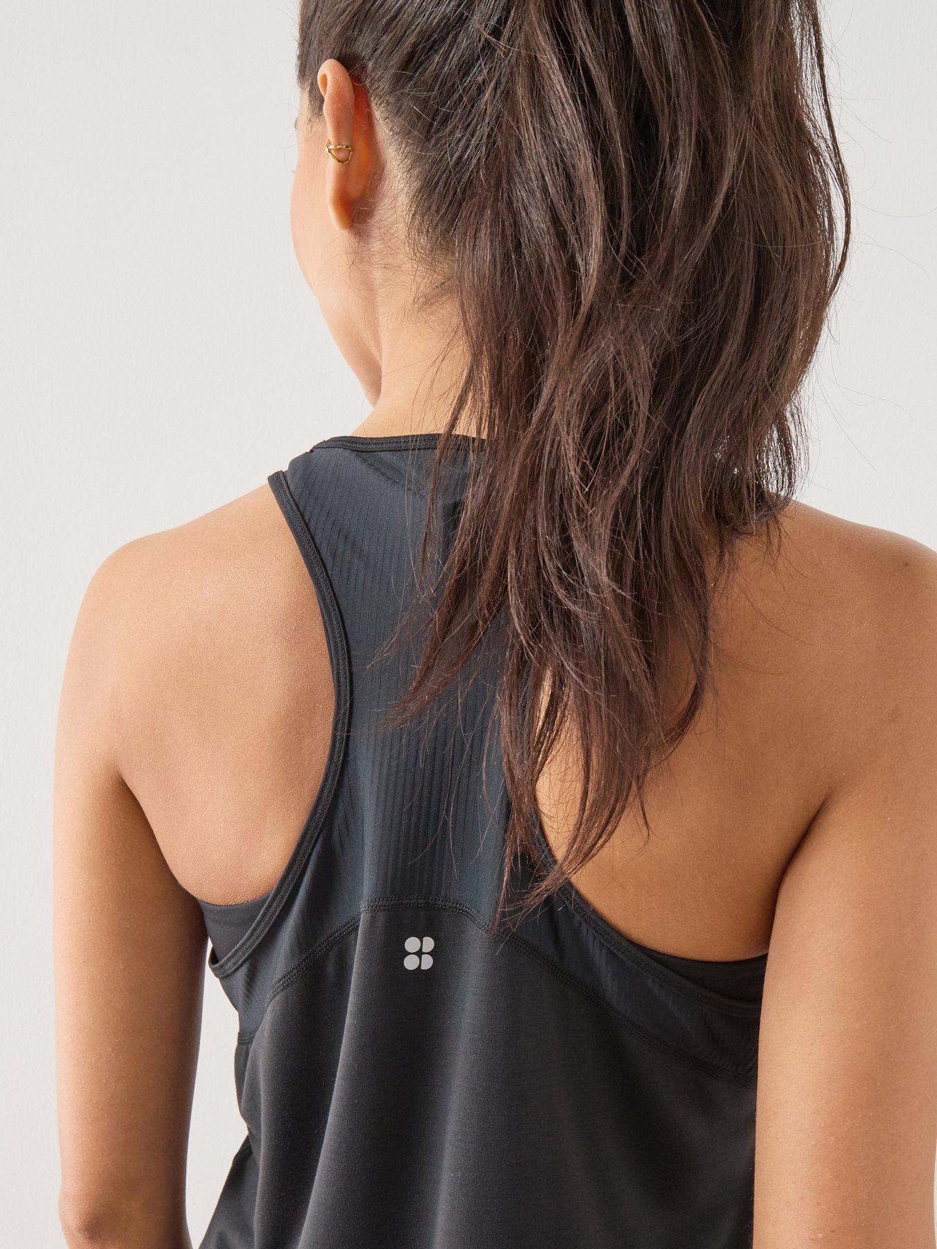 Image 4 of 6 of Sweaty Betty Womens Running Breathe Easy Mesh Run Tank Top 2.0 - Black
