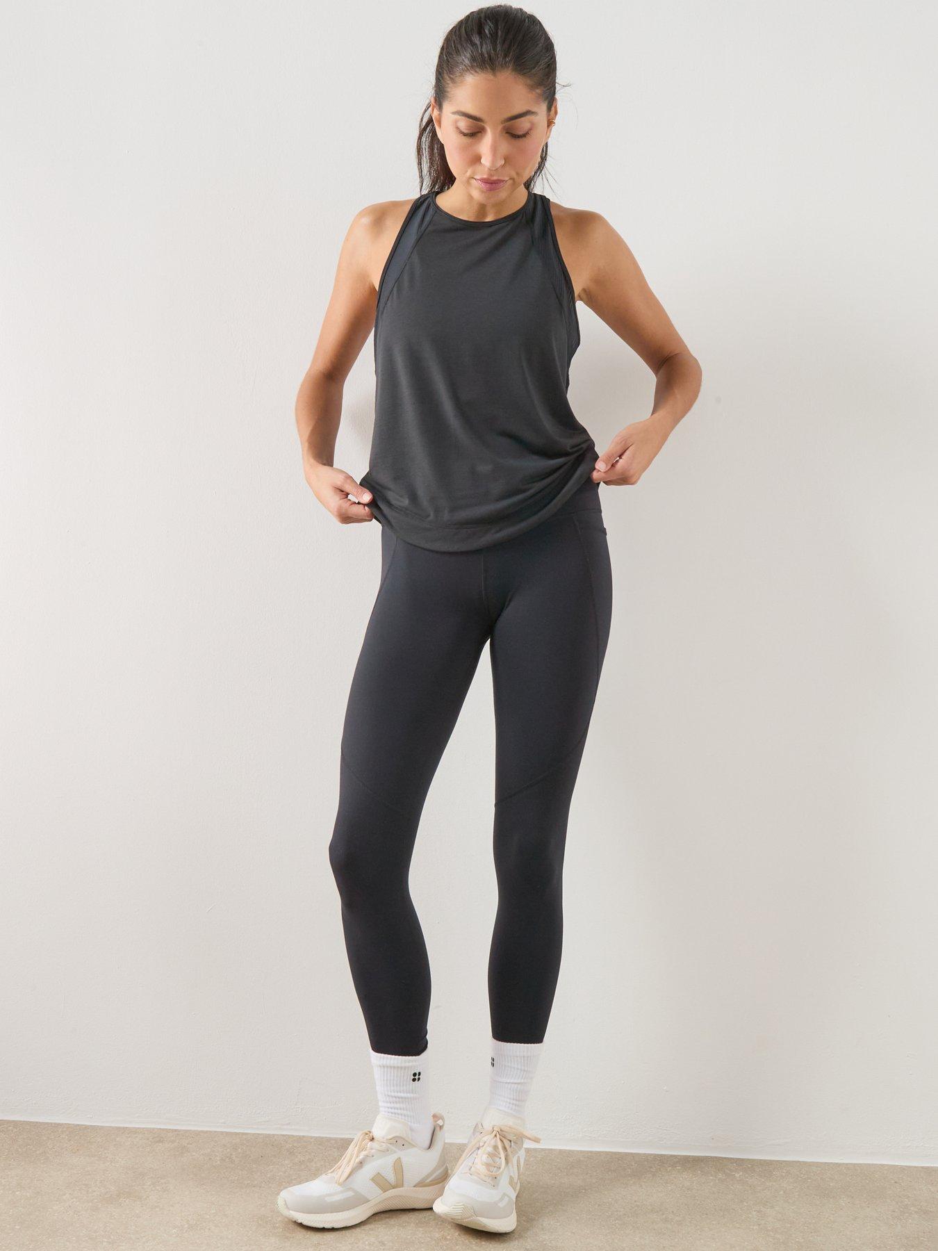 Image 5 of 6 of Sweaty Betty Womens Running Breathe Easy Mesh Run Tank Top 2.0 - Black