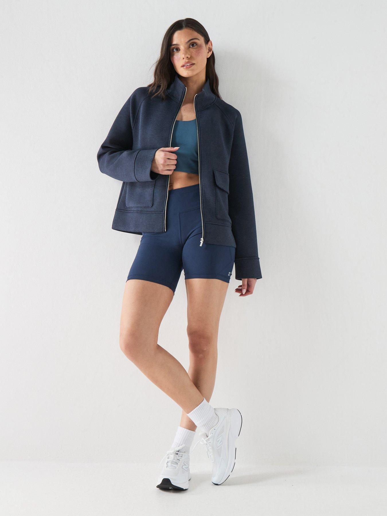 Image 3 of 6 of Sweaty Betty Womens Training Wind Down Patch Pocket Zip Through - Blue