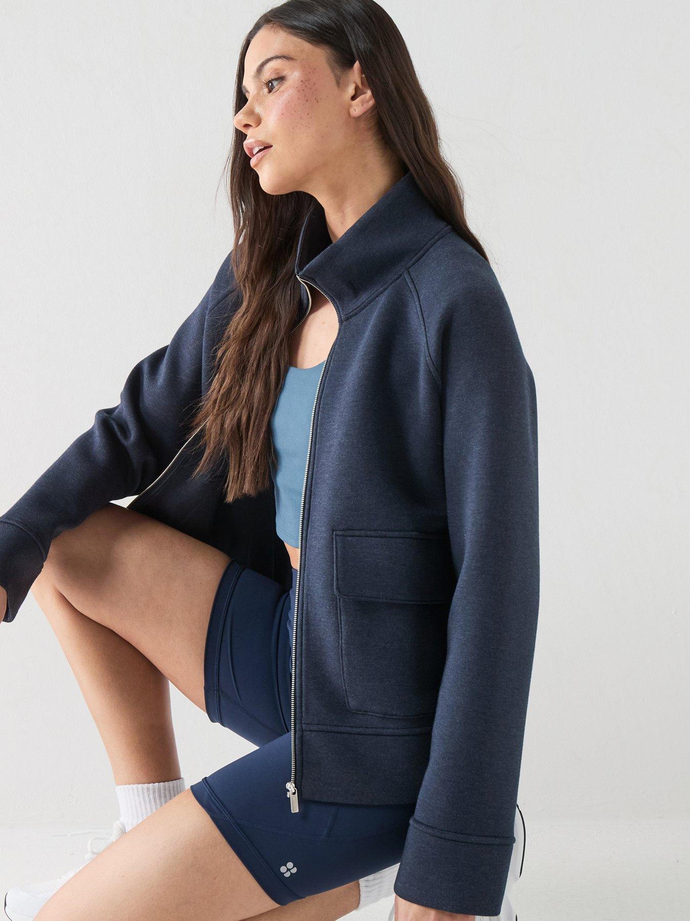 Image 5 of 6 of Sweaty Betty Womens Training Wind Down Patch Pocket Zip Through - Blue