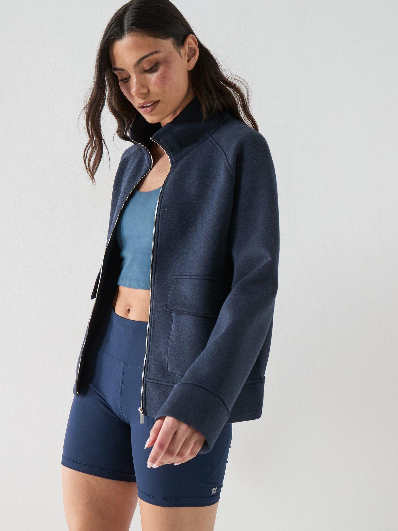 Image 6 of 6 of Sweaty Betty Womens Training Wind Down Patch Pocket Zip Through - Blue