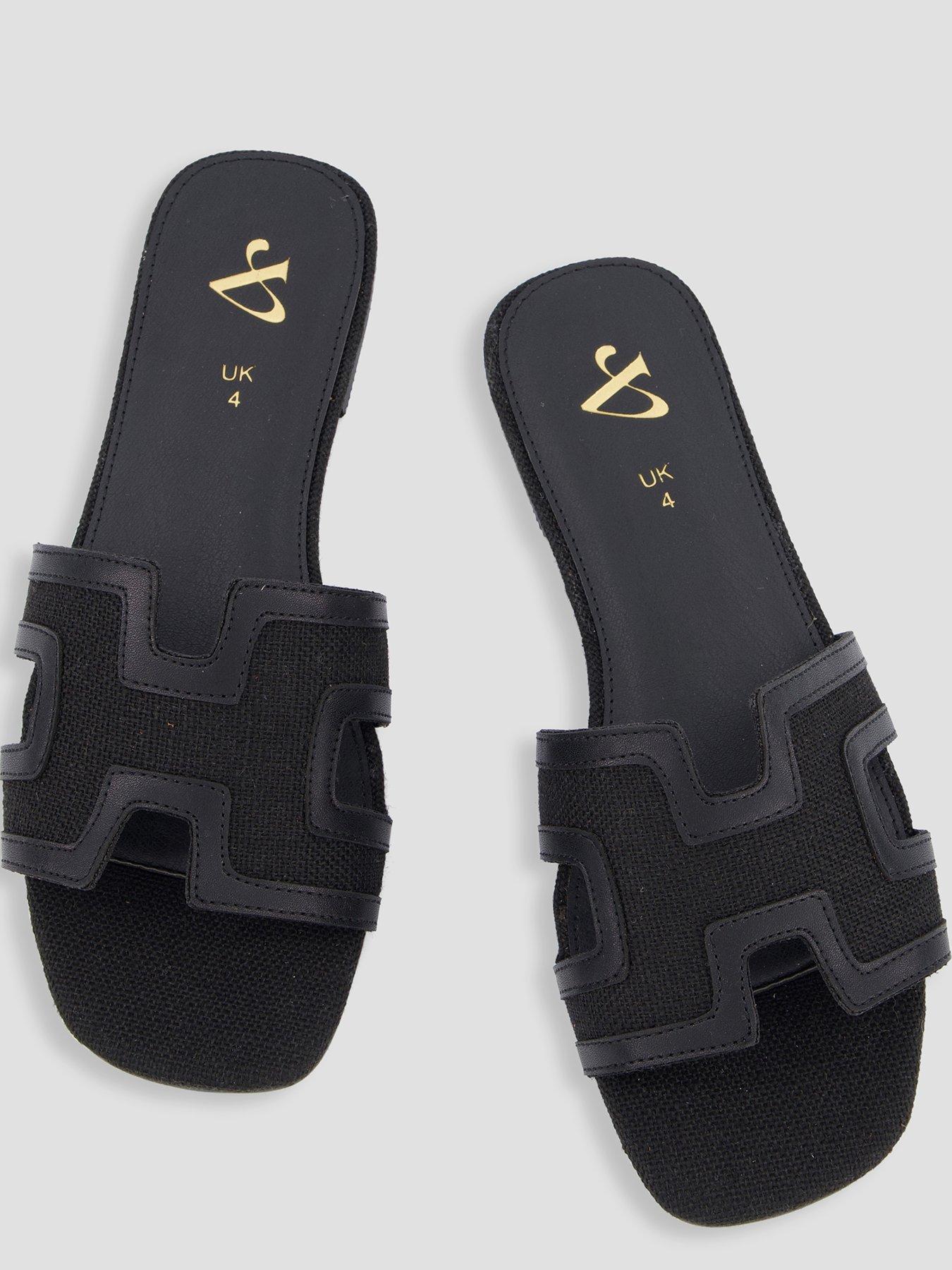 Image 3 of 7 of The Very Collection Extra Wide Fit Flat Slider Sandal - Black